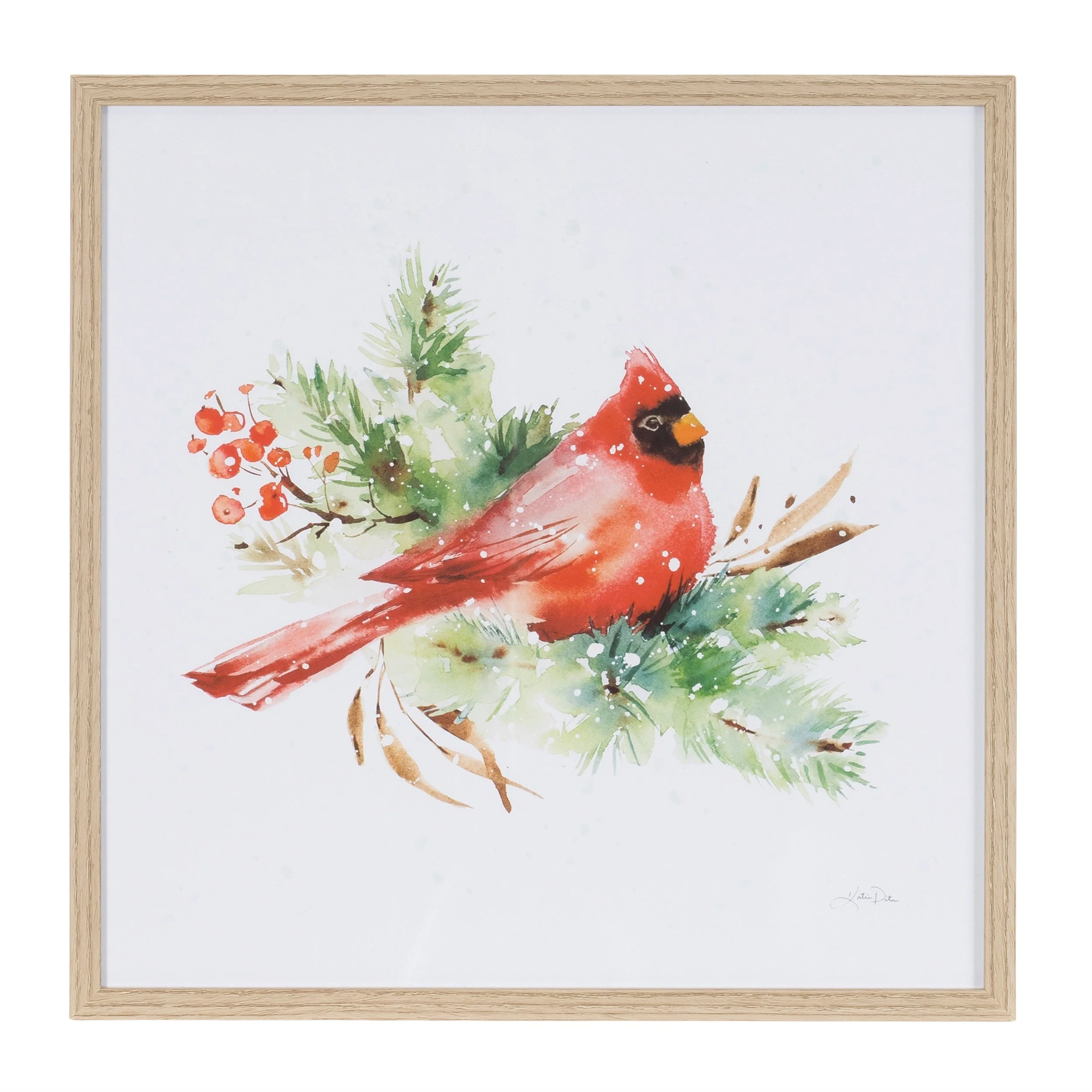 Framed Winter Cardinal Print Under Glass (Set of 2) - Image 2