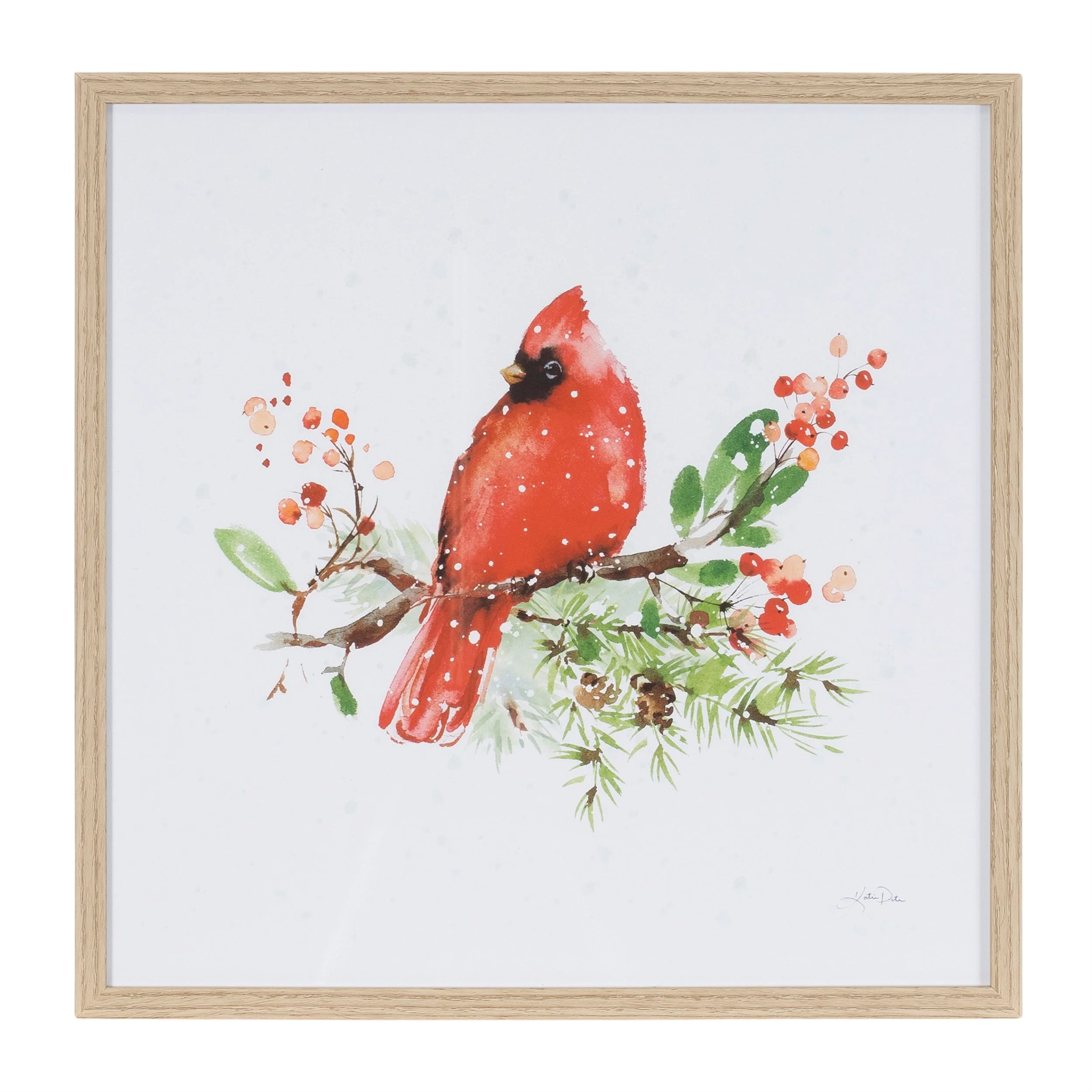 Framed Winter Cardinal Print Under Glass (Set of 2) - Image 3