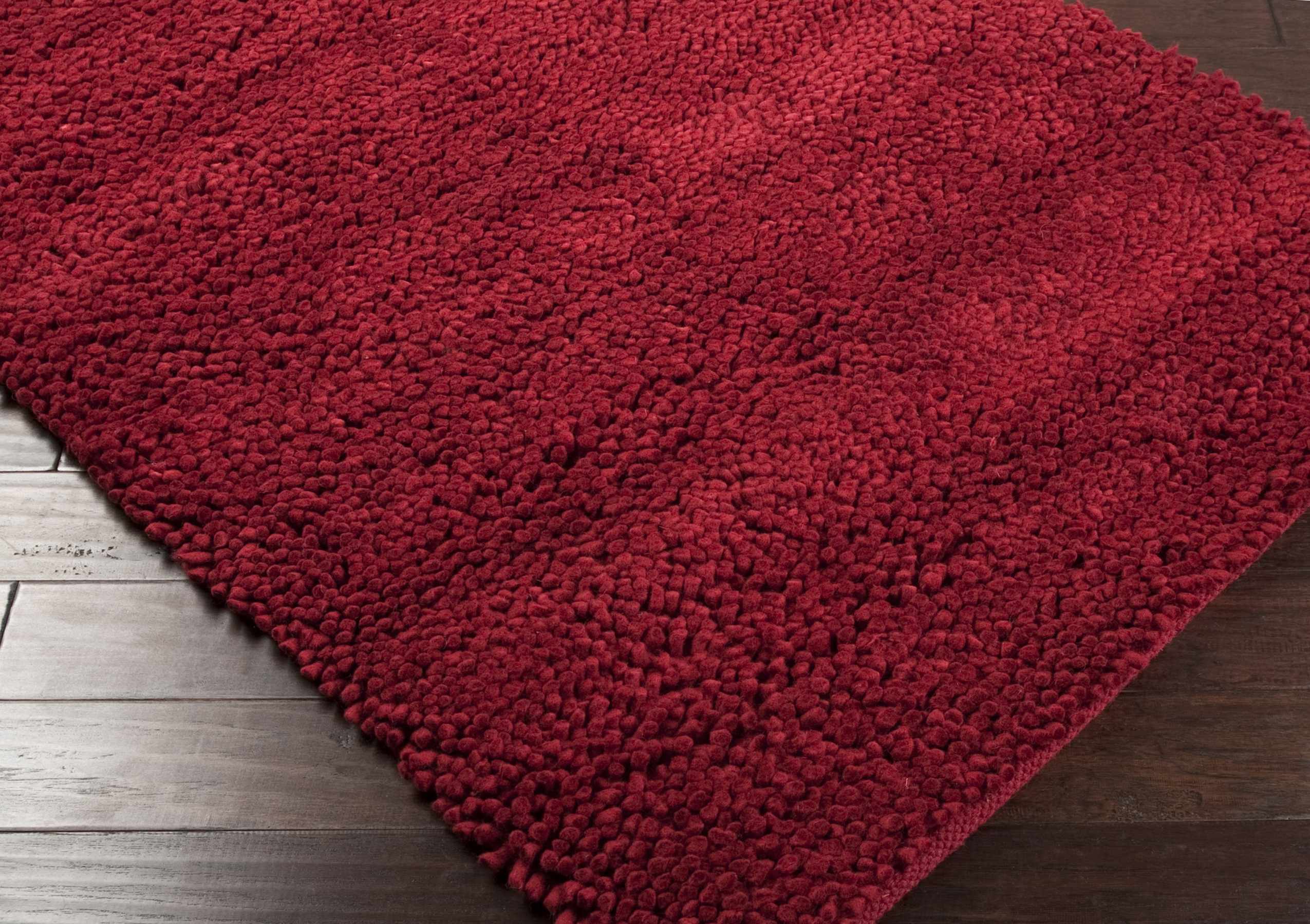 Frederika Solid Dark Red Wool Shag Rug - Clearance - Image 2