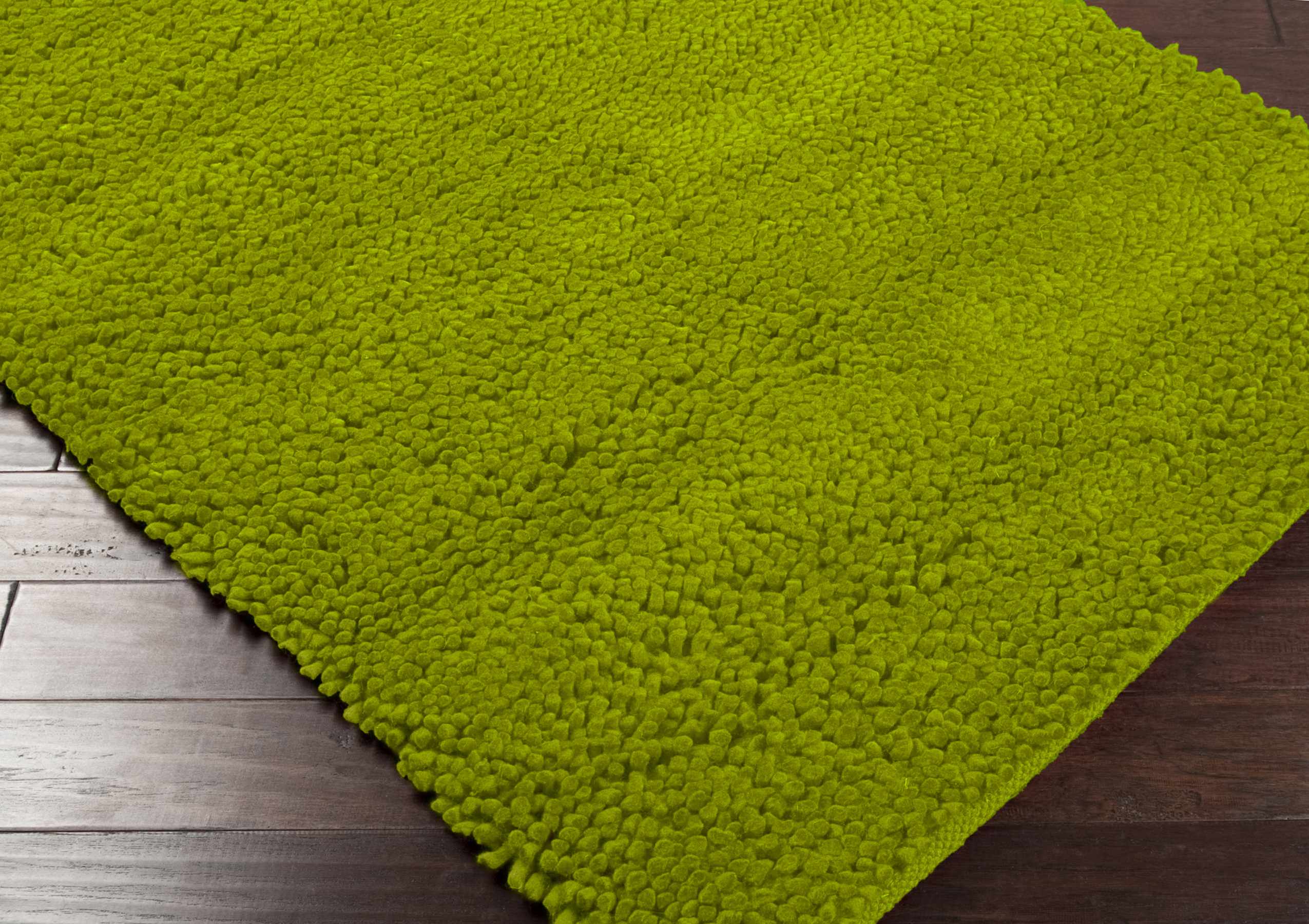 Frederika Solid Olive Green Wool Shag Rug - Clearance - Image 2