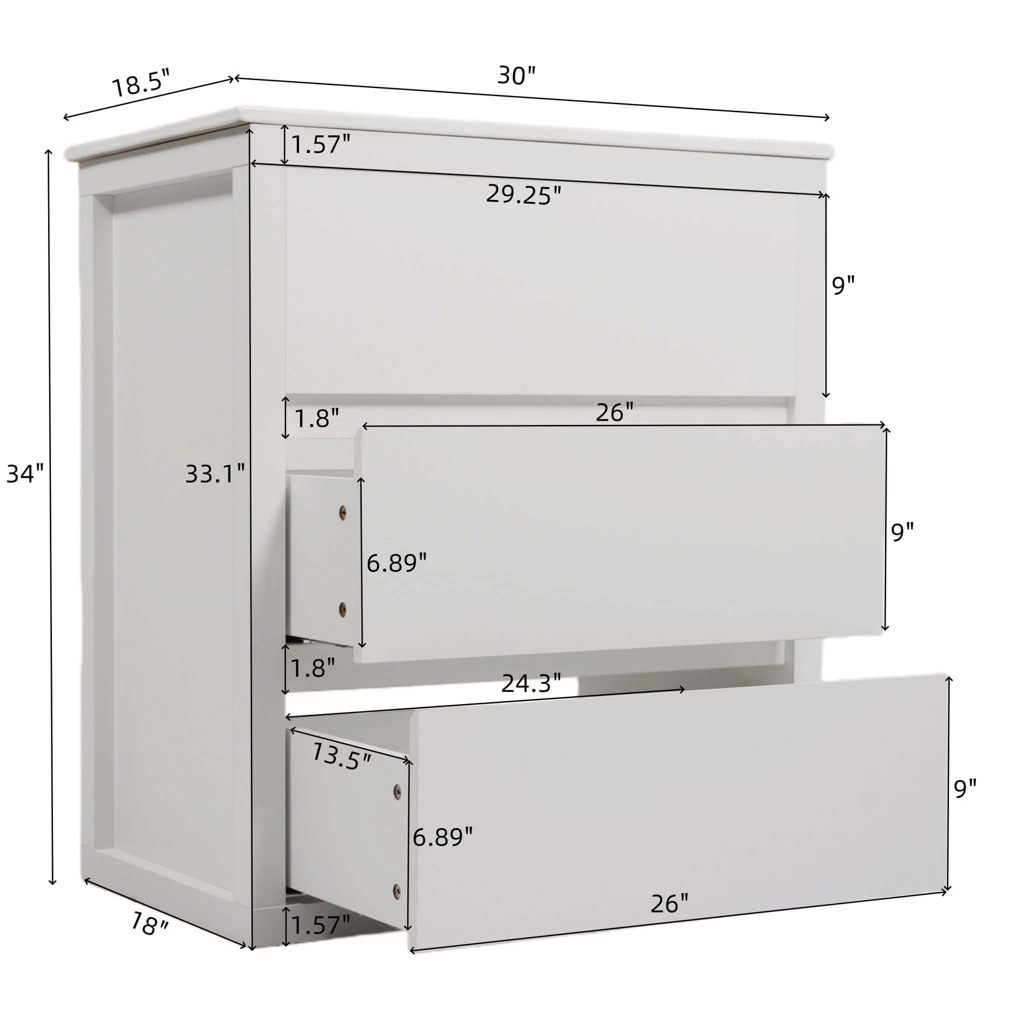 Freestanding Bathroom Vanity With Ceramic Sink, 2 Full Extension Drawers - Image 11