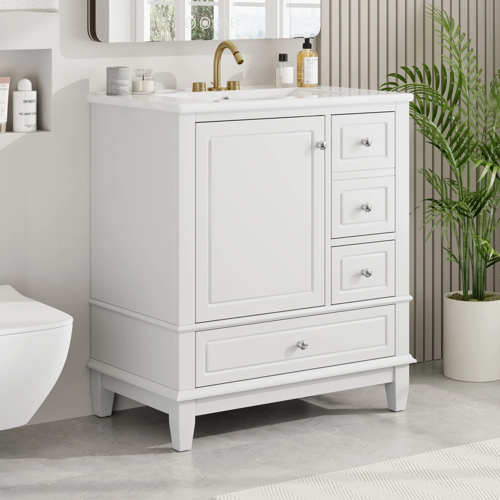 Freestanding Bathroom Vanity With Sink, Soft Close Door, 3 Drawers - Image 12