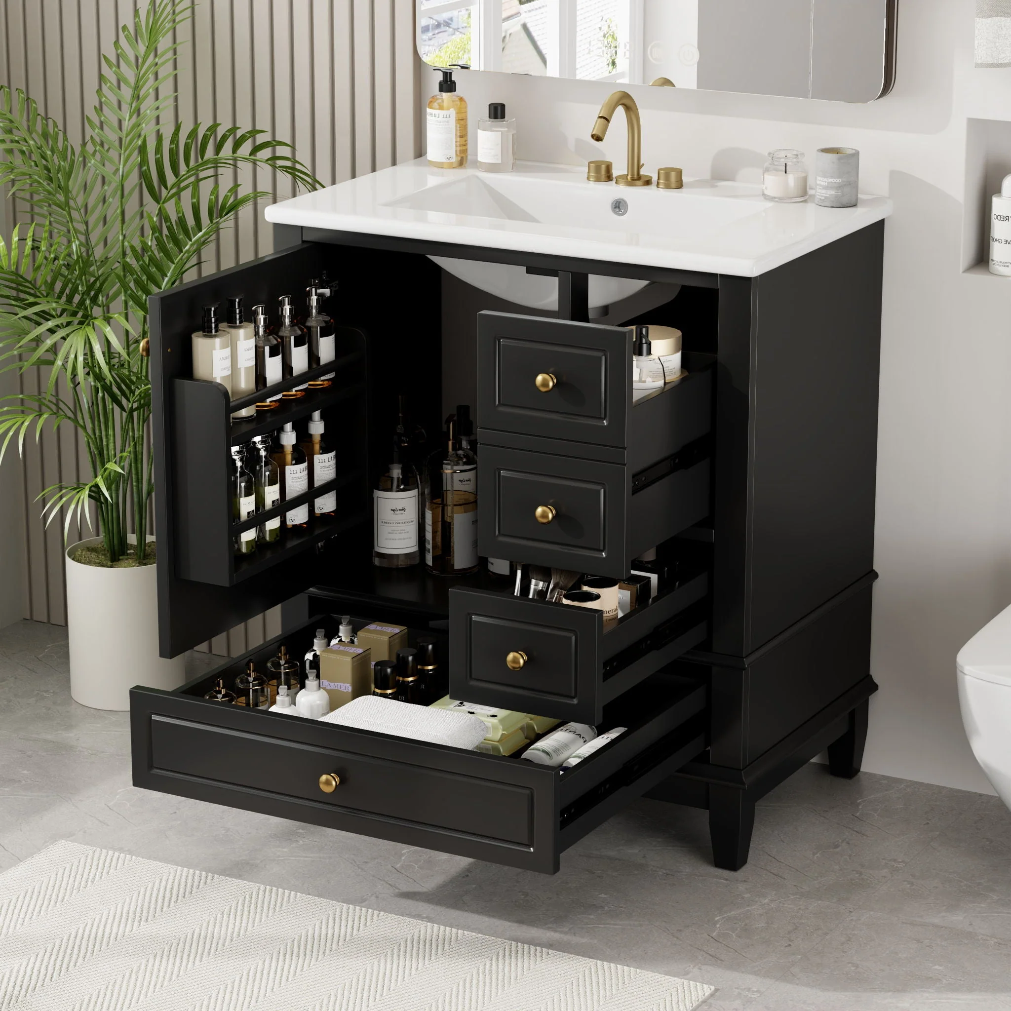 Freestanding Bathroom Vanity With Sink, Soft Close Door, 3 Drawers - Image 13