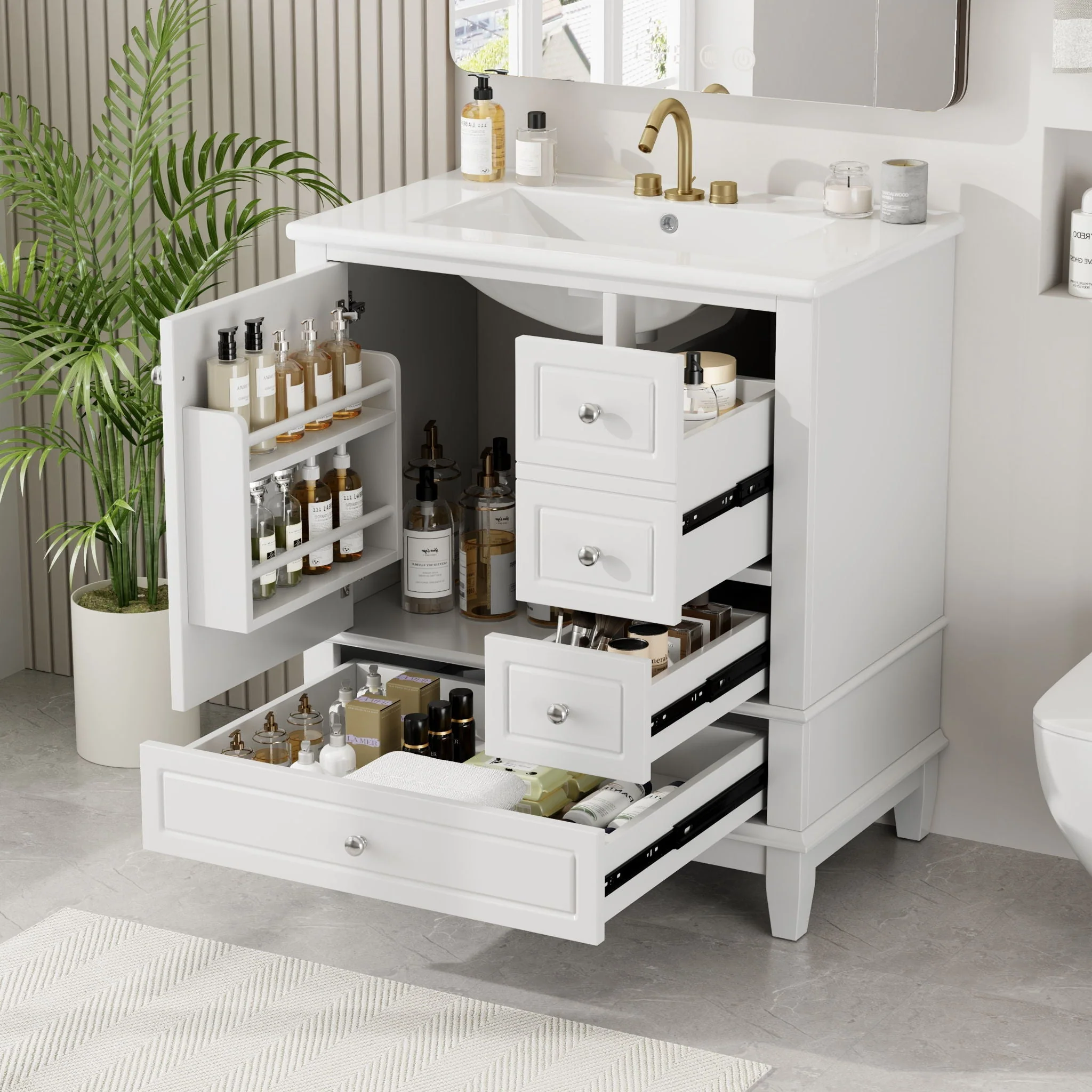 Freestanding Bathroom Vanity With Sink, Soft Close Door, 3 Drawers - Image 14