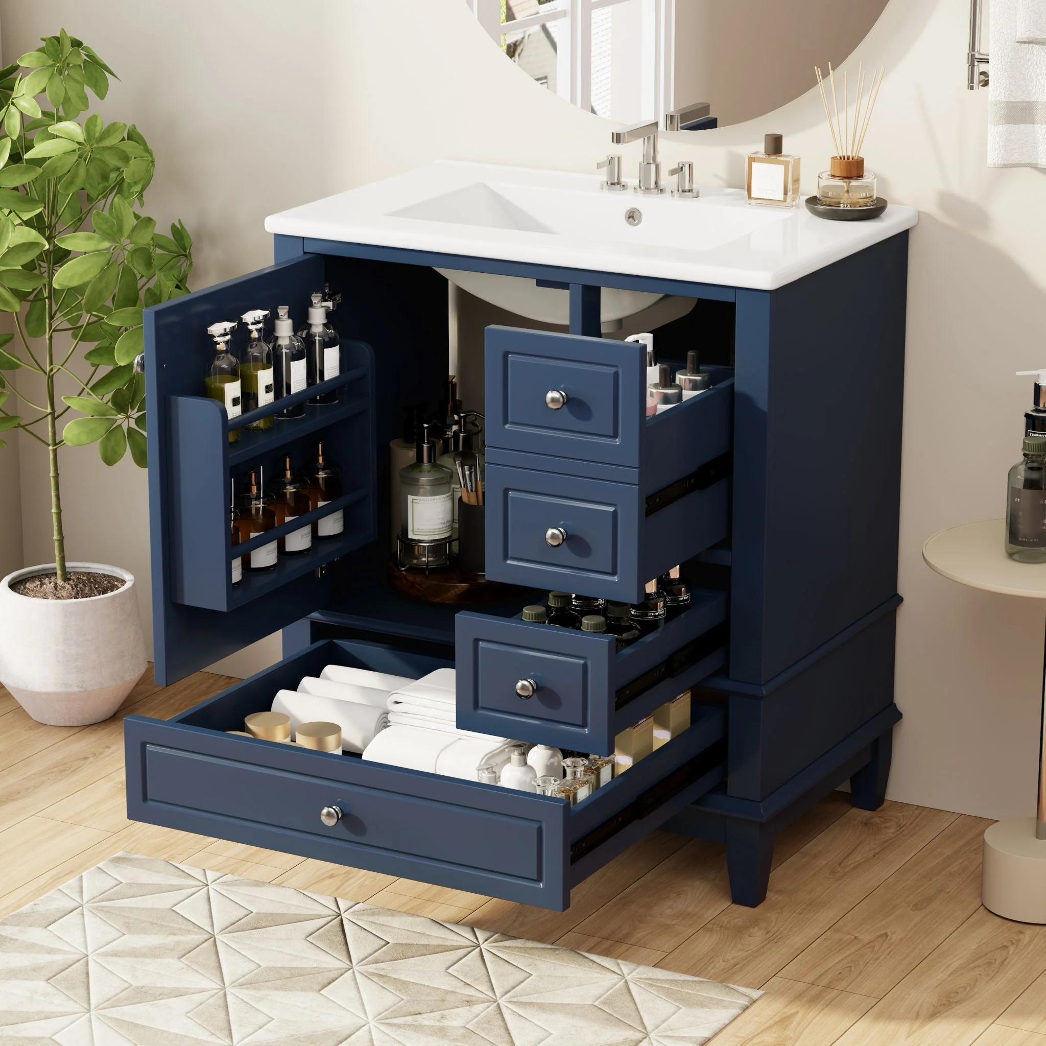 Freestanding Bathroom Vanity With Sink, Soft Close Door, 3 Drawers - Image 15