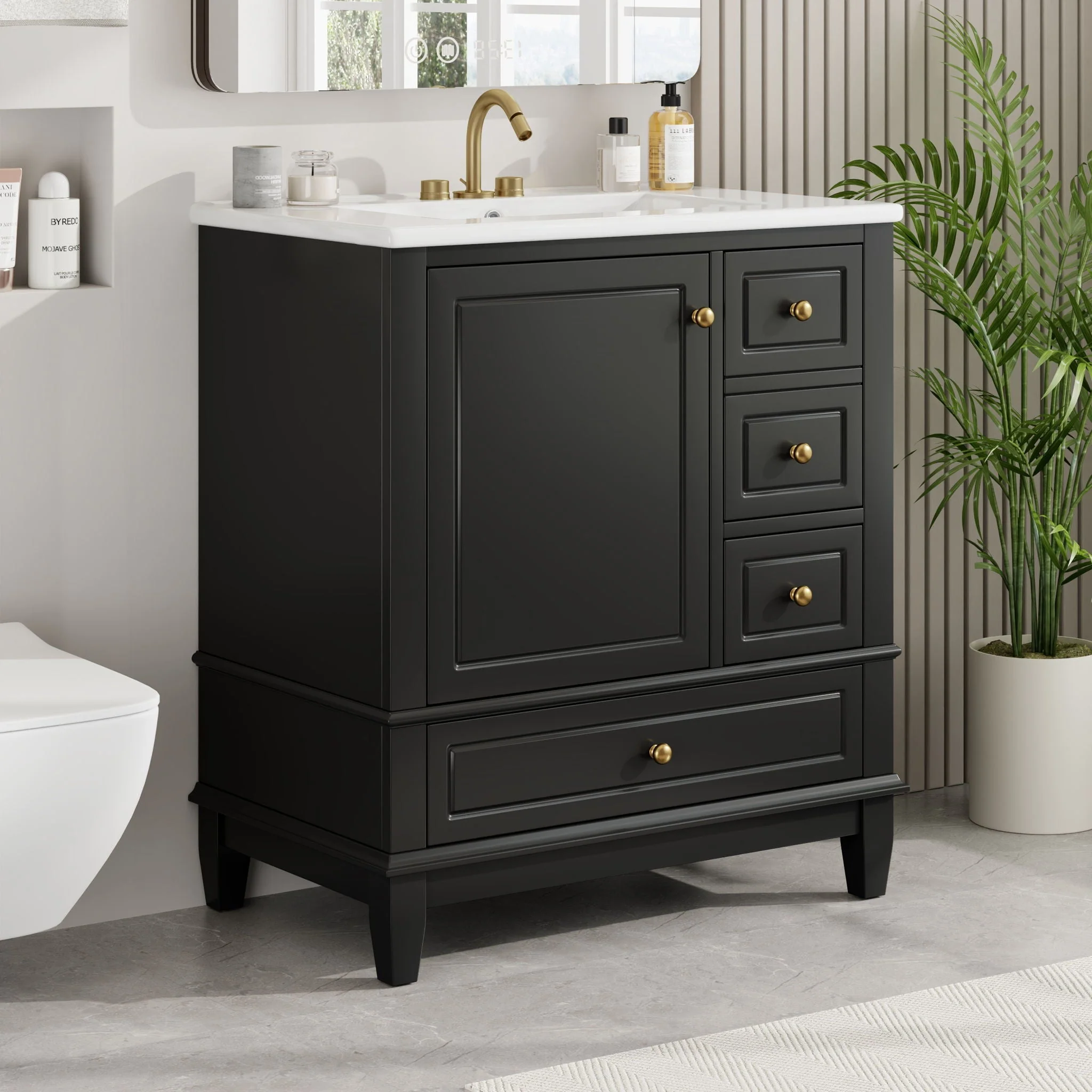 Freestanding Bathroom Vanity With Sink, Soft Close Door, 3 Drawers - Image 16