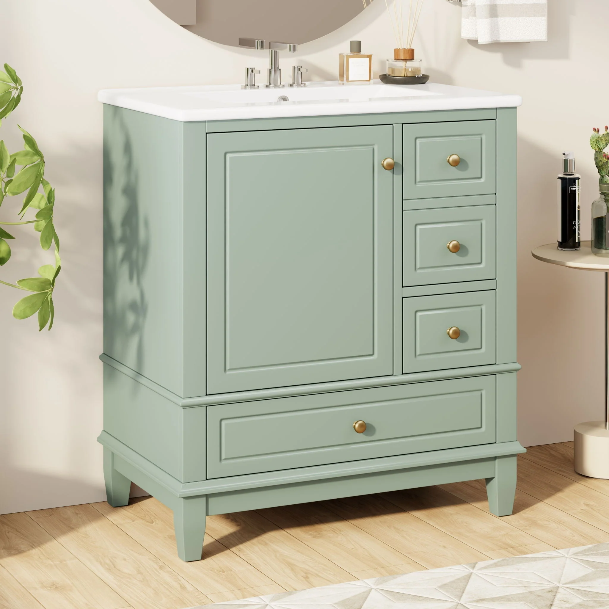 Freestanding Bathroom Vanity With Sink, Soft Close Door, 3 Drawers - Image 18