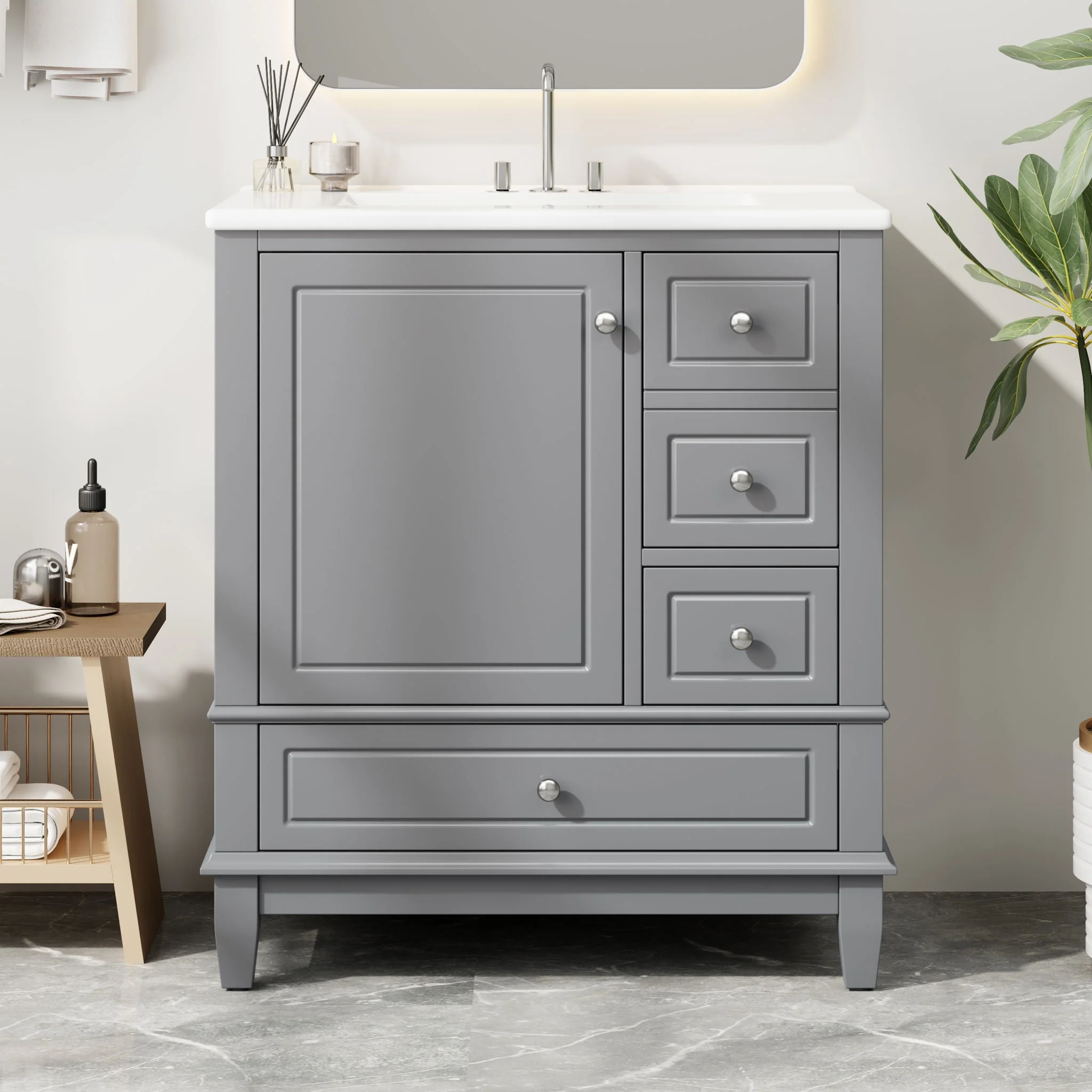 Freestanding Bathroom Vanity With Sink, Soft Close Door, 3 Drawers - Image 19