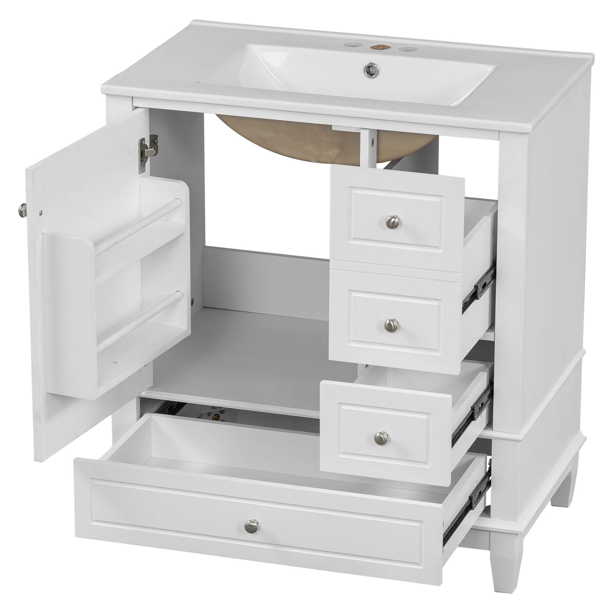 Freestanding Bathroom Vanity With Sink, Soft Close Door, 3 Drawers - Image 2