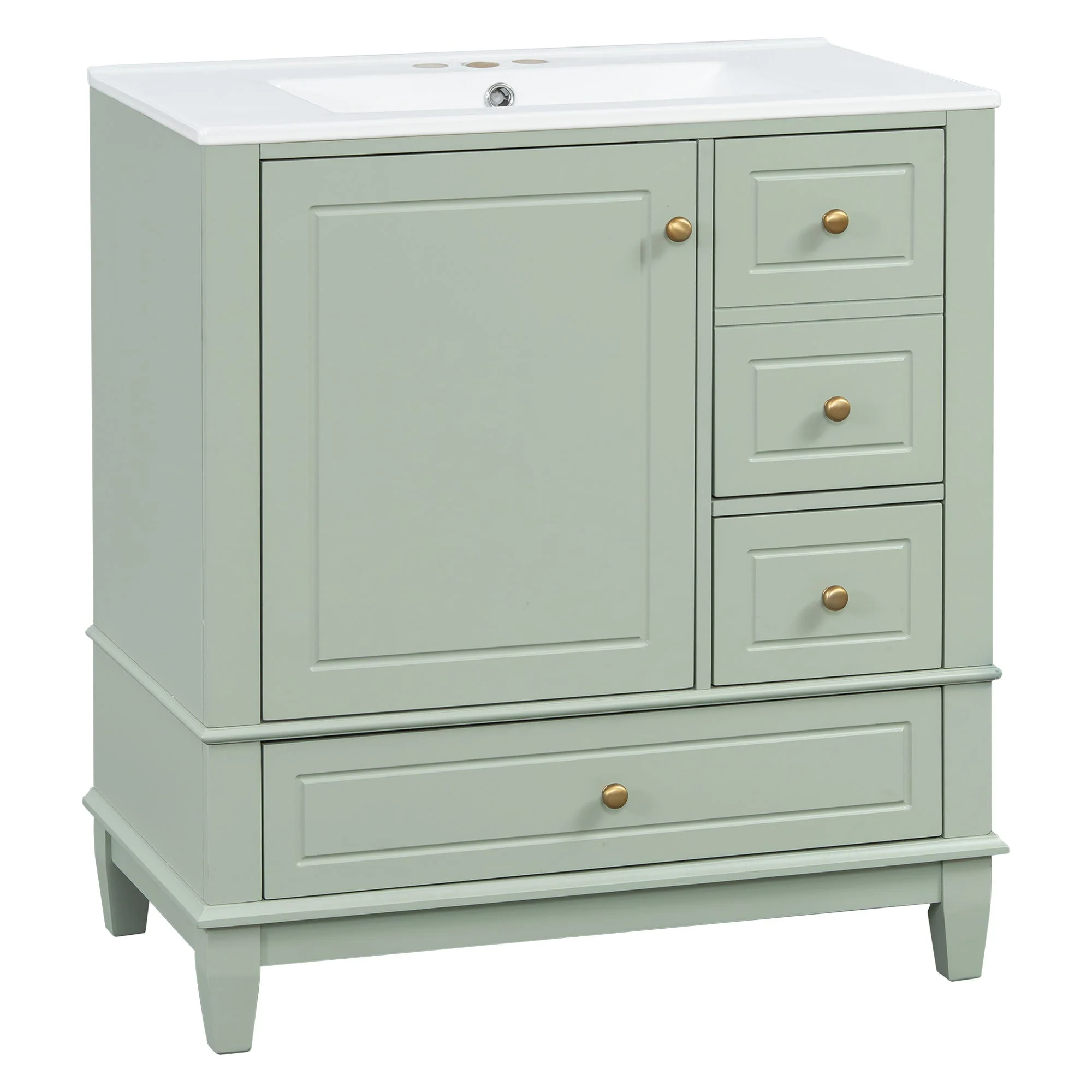 Freestanding Bathroom Vanity With Sink, Soft Close Door, 3 Drawers - Image 3