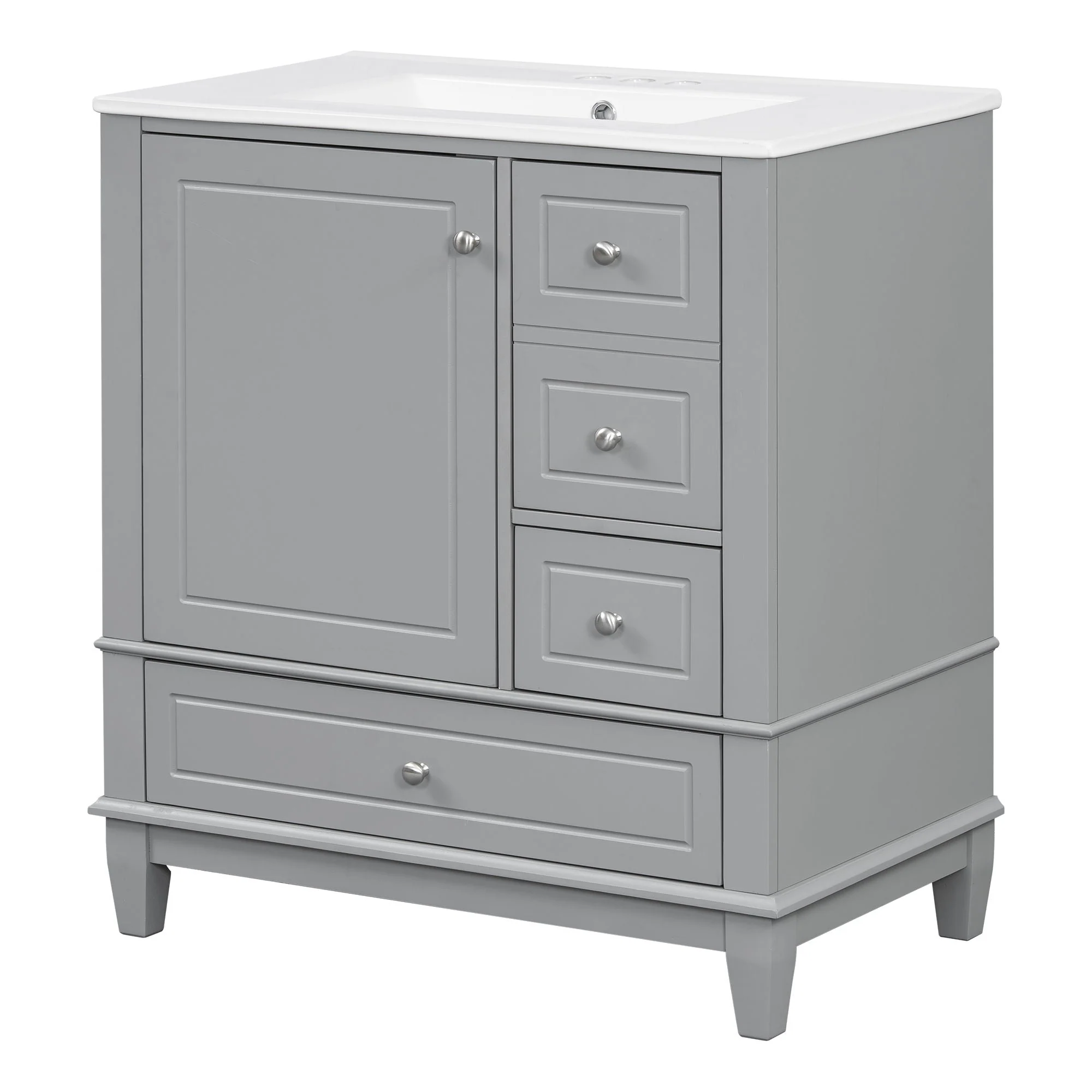 Freestanding Bathroom Vanity With Sink, Soft Close Door, 3 Drawers - Image 4