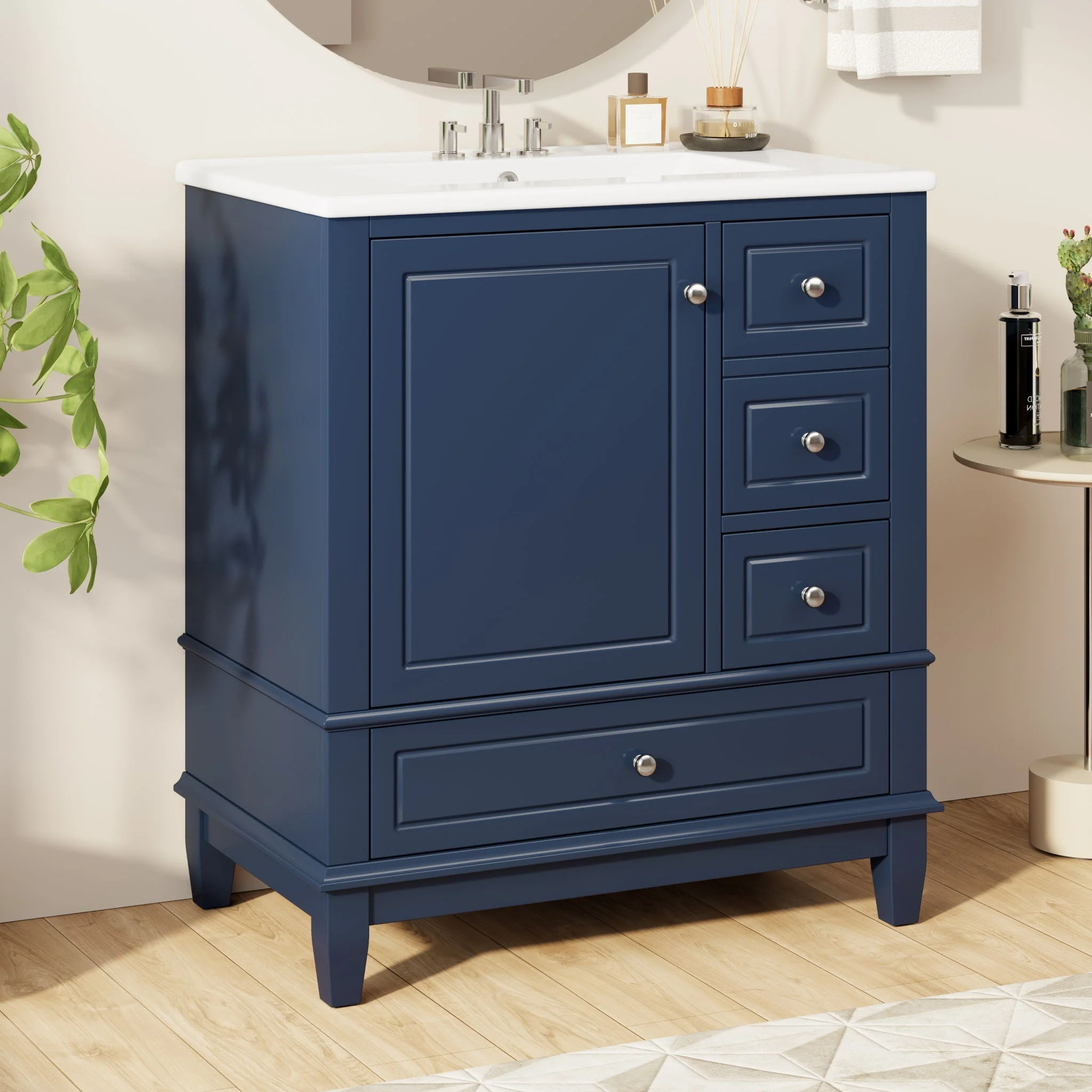 Freestanding Bathroom Vanity With Sink, Soft Close Door, 3 Drawers - Image 6