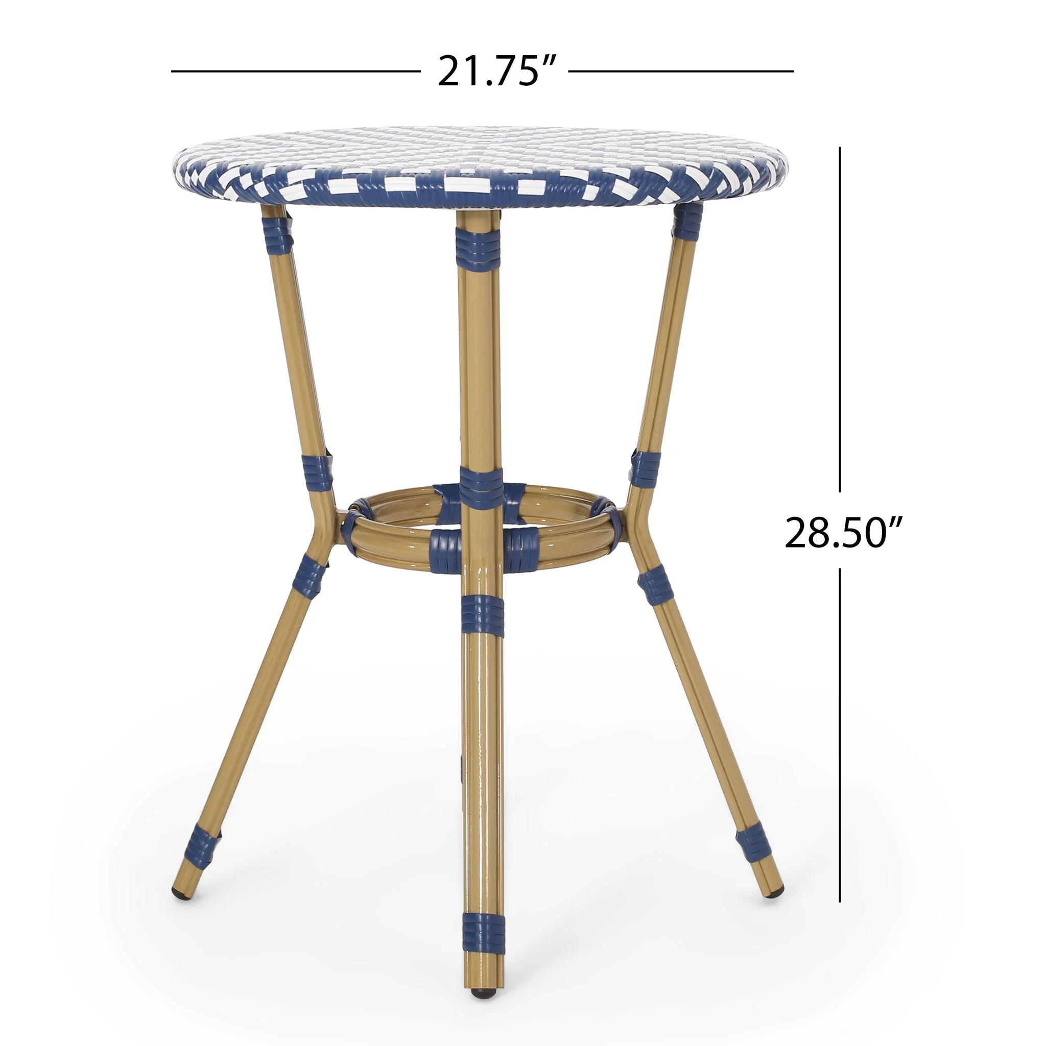 French Bistro Table Outdoor Elegance - White / Blue - Image 3