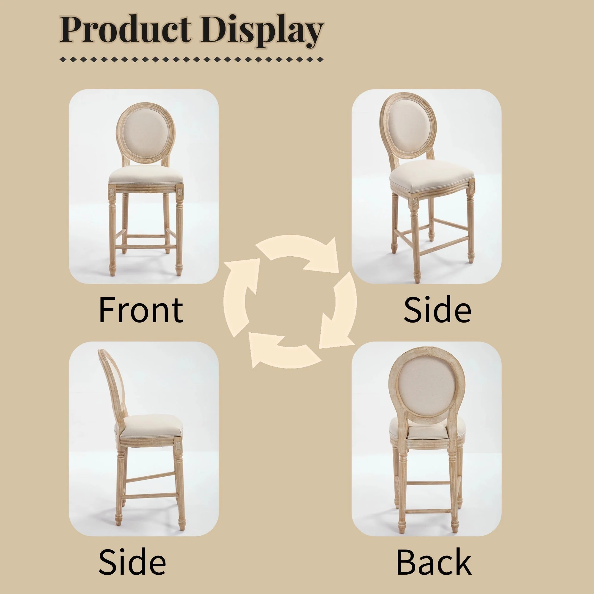 French Country 26'' Height Bar Chairs Set of 2 - Image 4
