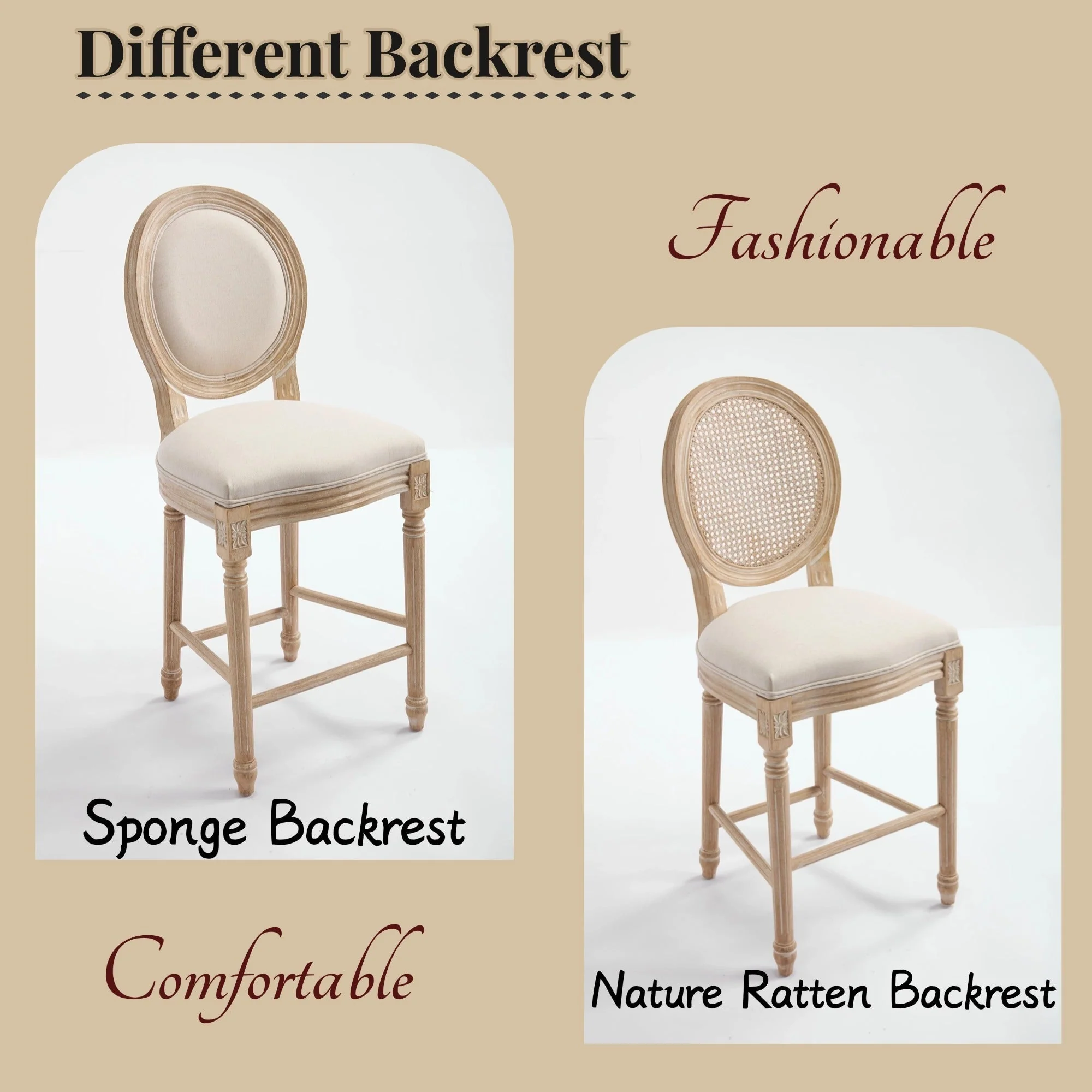 French Country 26'' Height Bar Chairs Set of 2 - Image 5