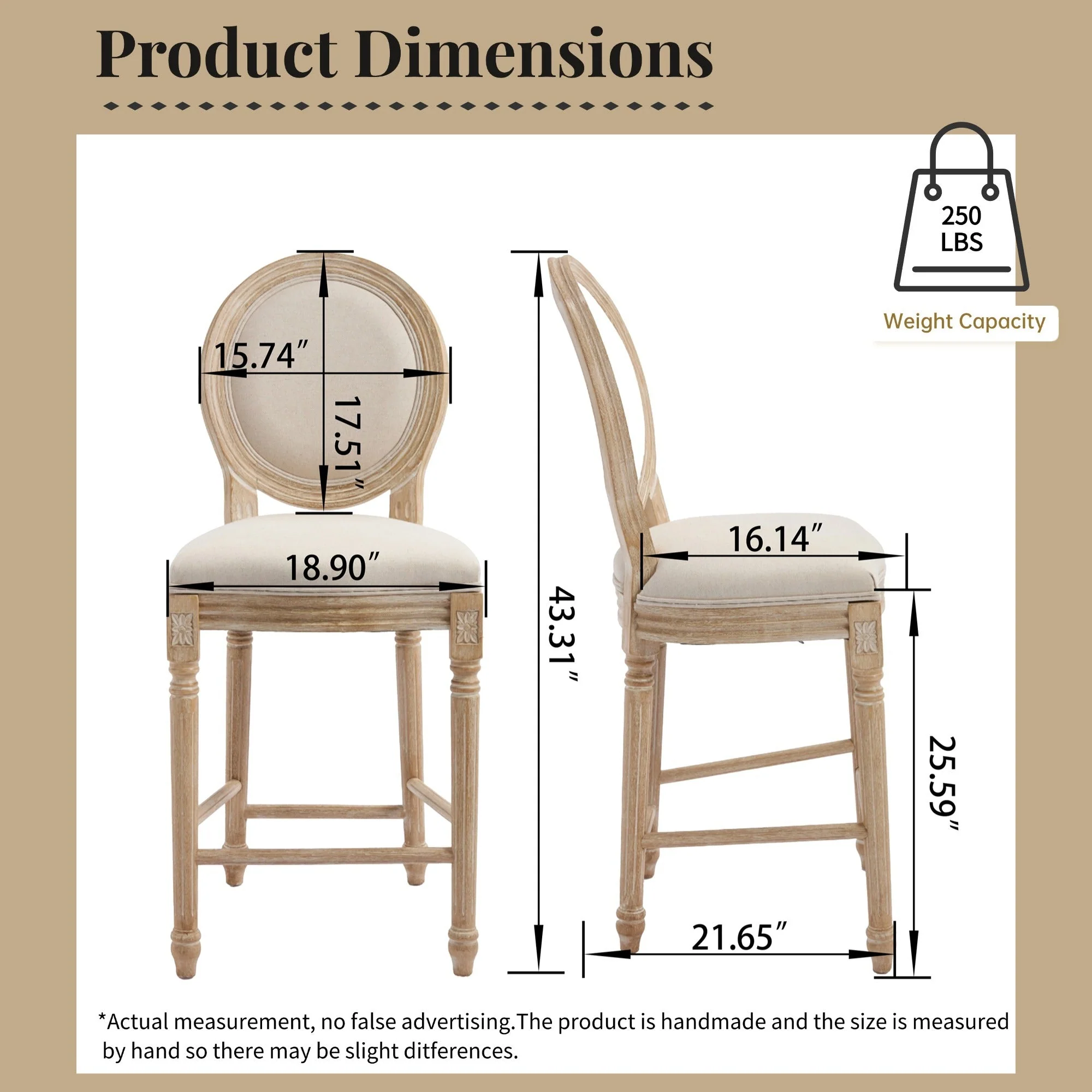 French Country 26'' Height Bar Chairs Set of 2 - Image 8