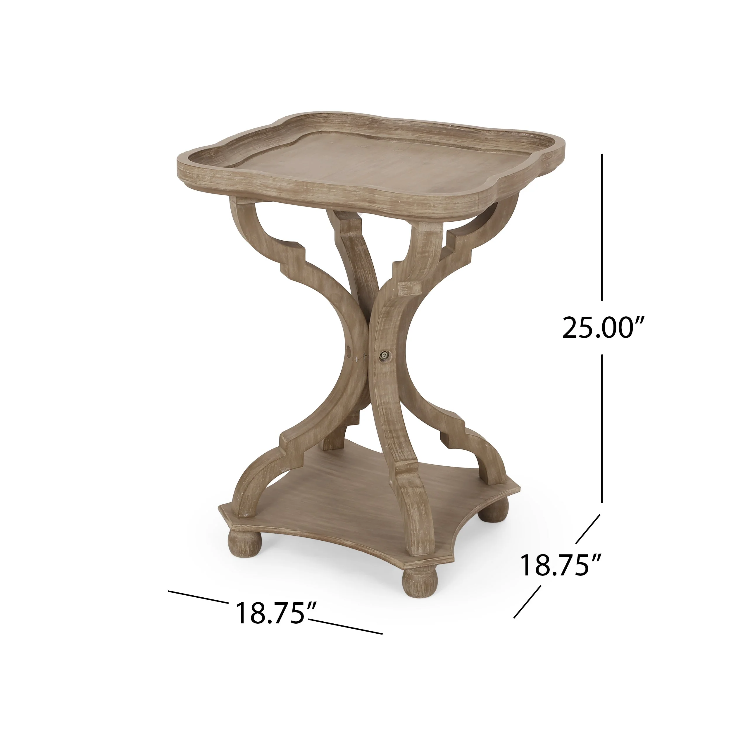 French Country Accent Table with Hourglass Design in Natural MDF - Image 3