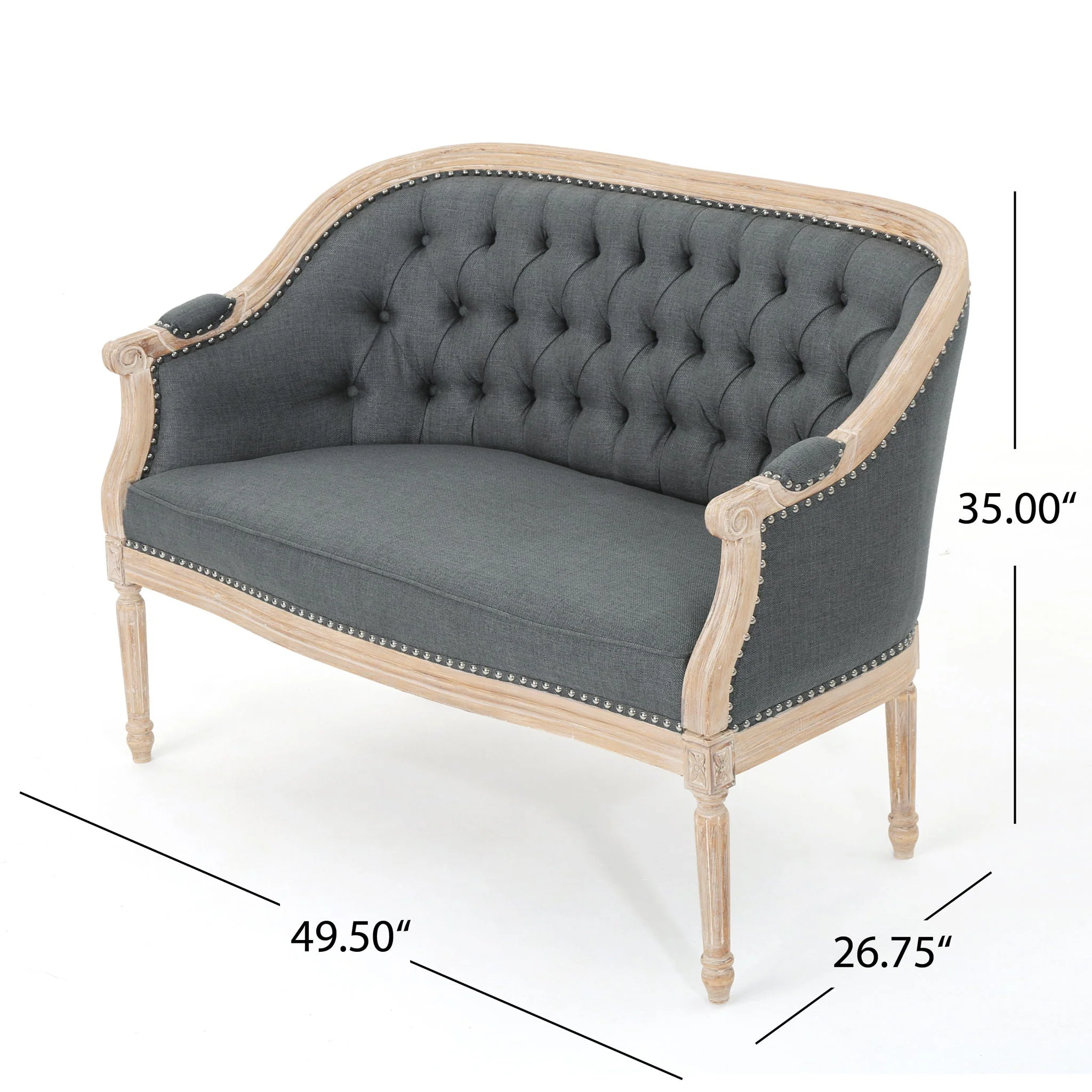 French Country Chesterfield Style Tufted Loveseat - Image 12