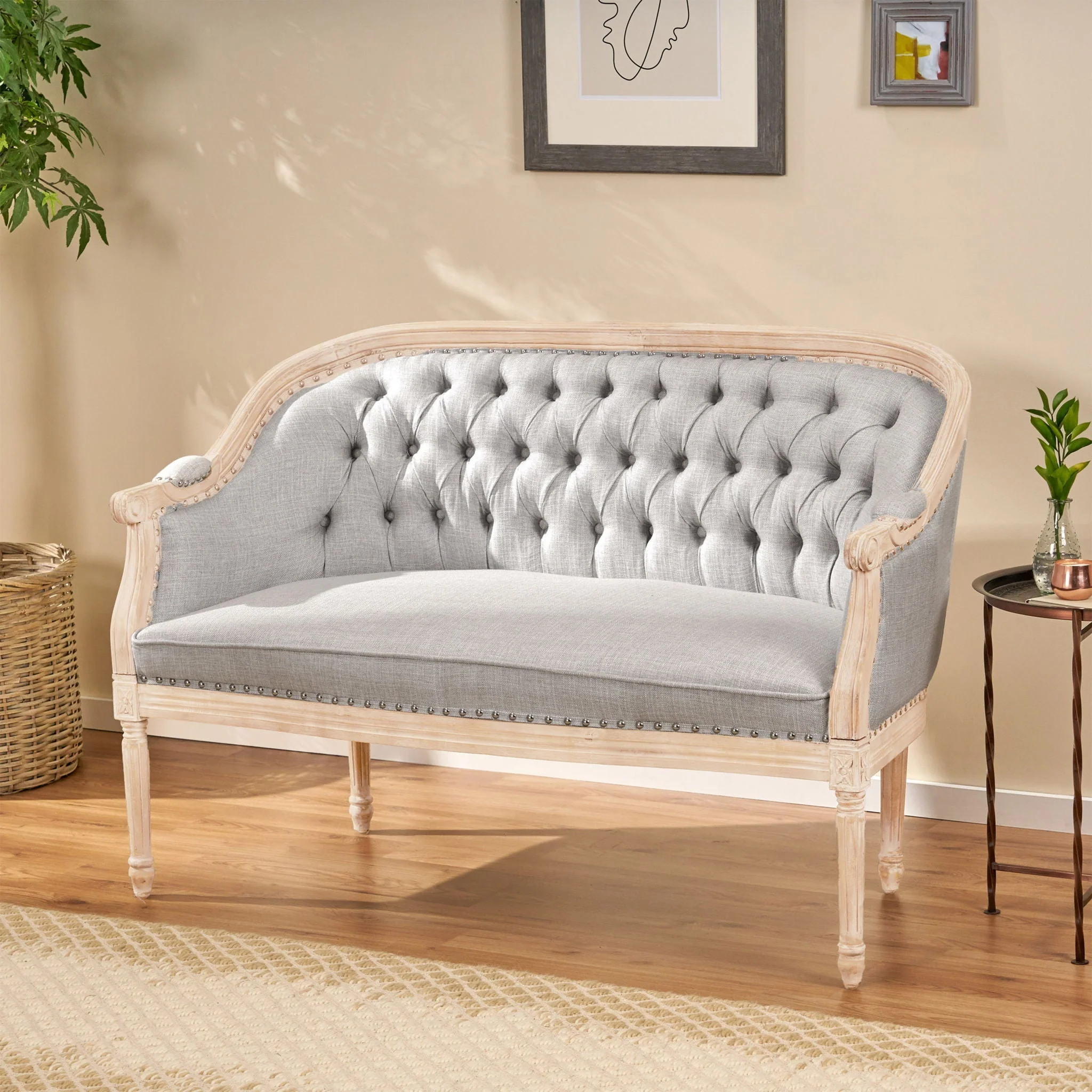 French Country Chesterfield Style Tufted Loveseat - Image 4