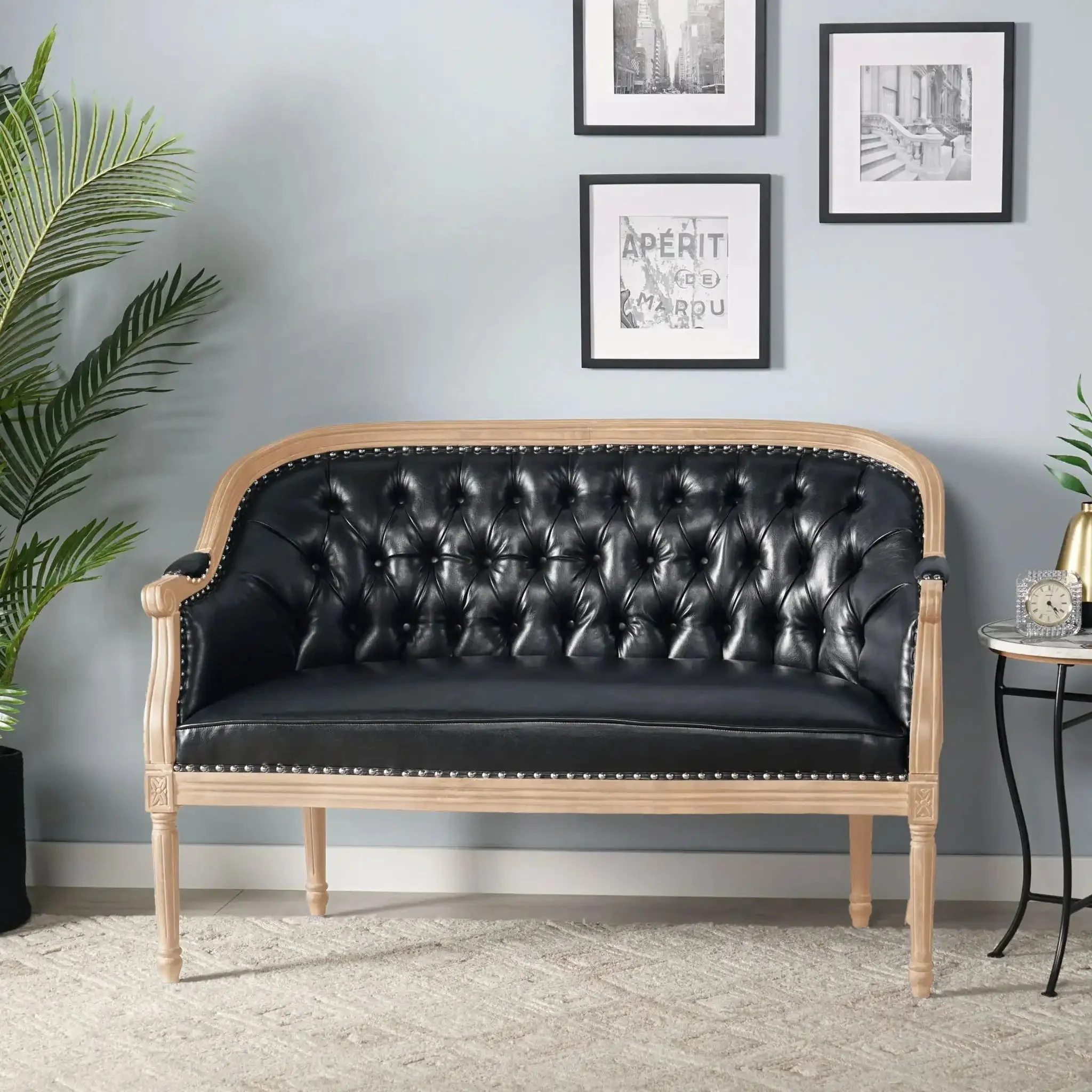 French Country Chesterfield Style Tufted Loveseat - Image 5