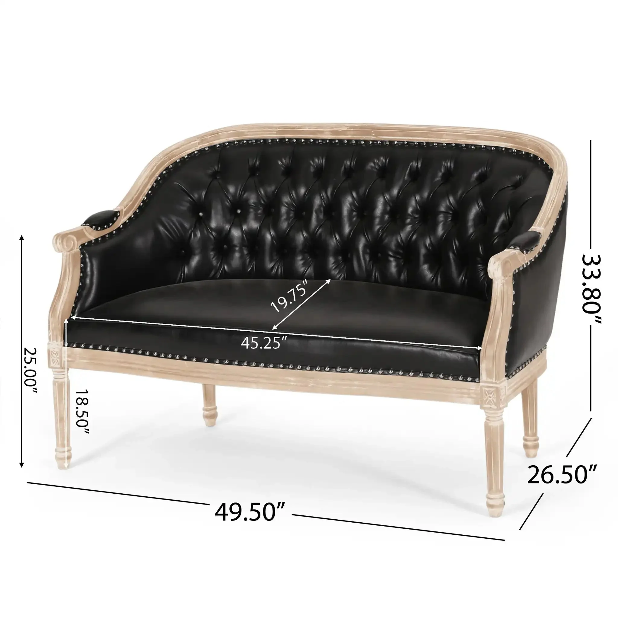 French Country Chesterfield Style Tufted Loveseat - Image 6
