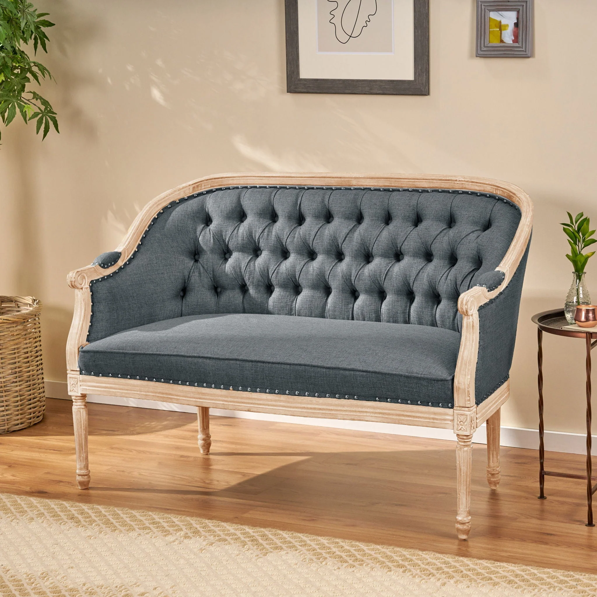 French Country Chesterfield Style Tufted Loveseat - Image 7