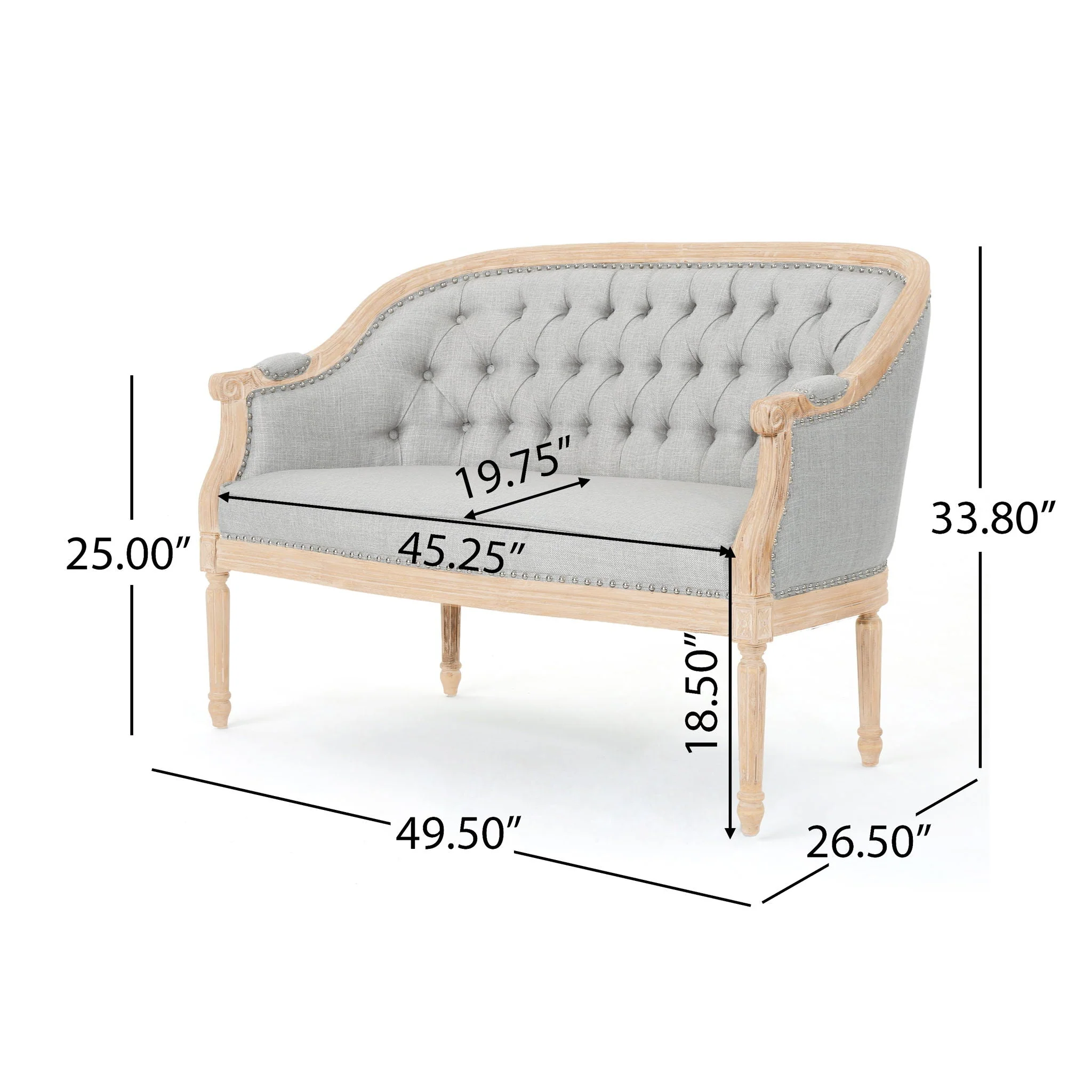 French Country Chesterfield Style Tufted Loveseat - Image 8