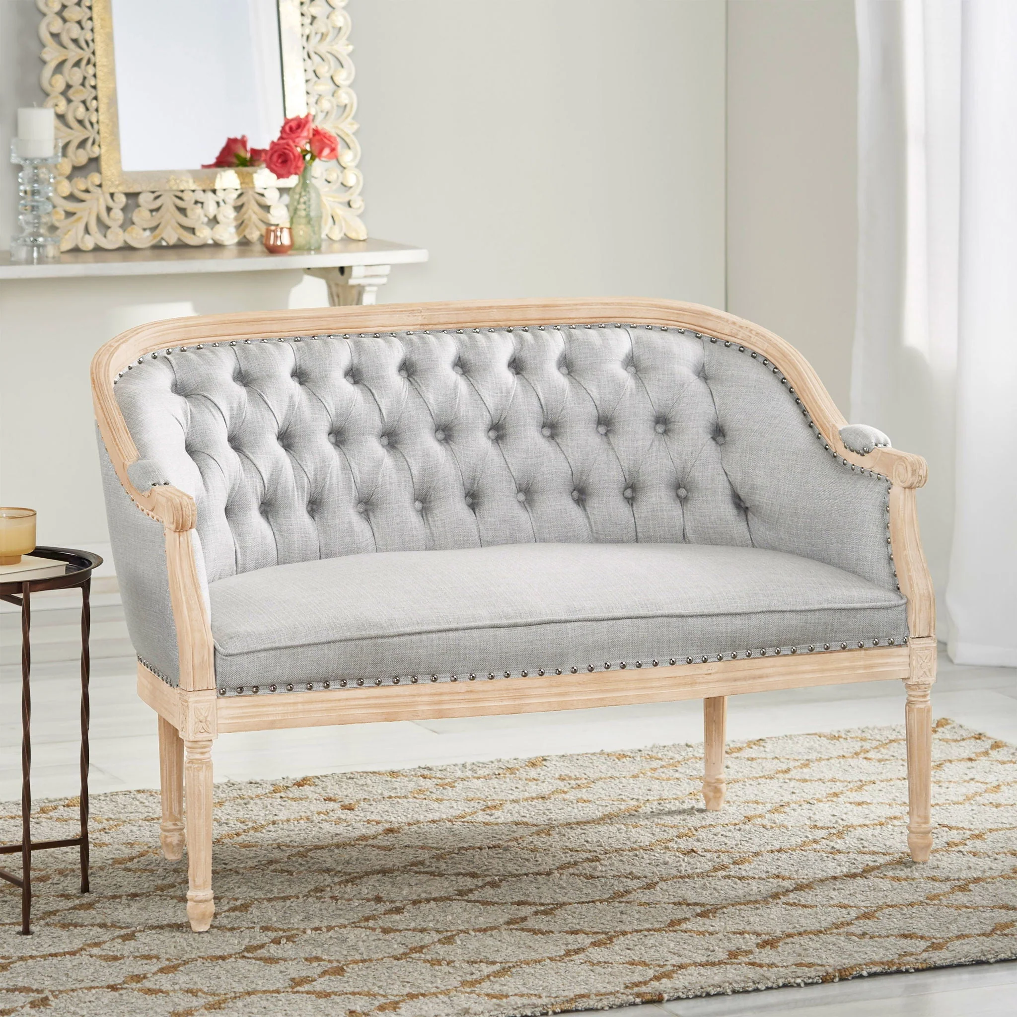 French Country Chesterfield Style Tufted Loveseat - Image 9