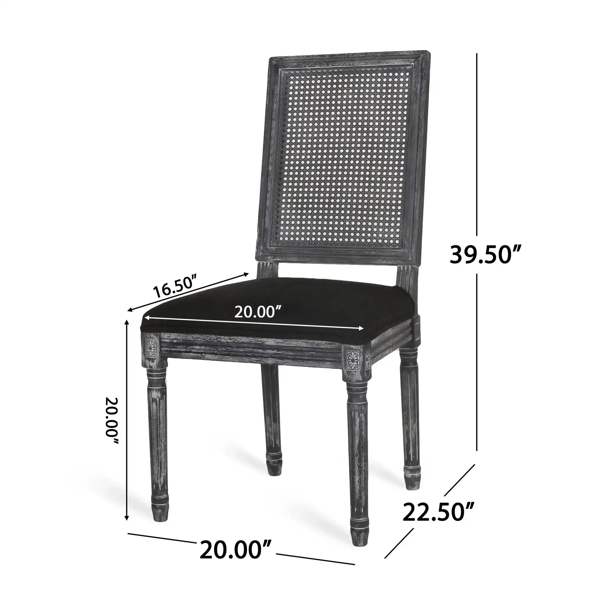 French Country Dining Chair With Rectangular Cane Backrest And Smooth Upholstered Seating - Image 29