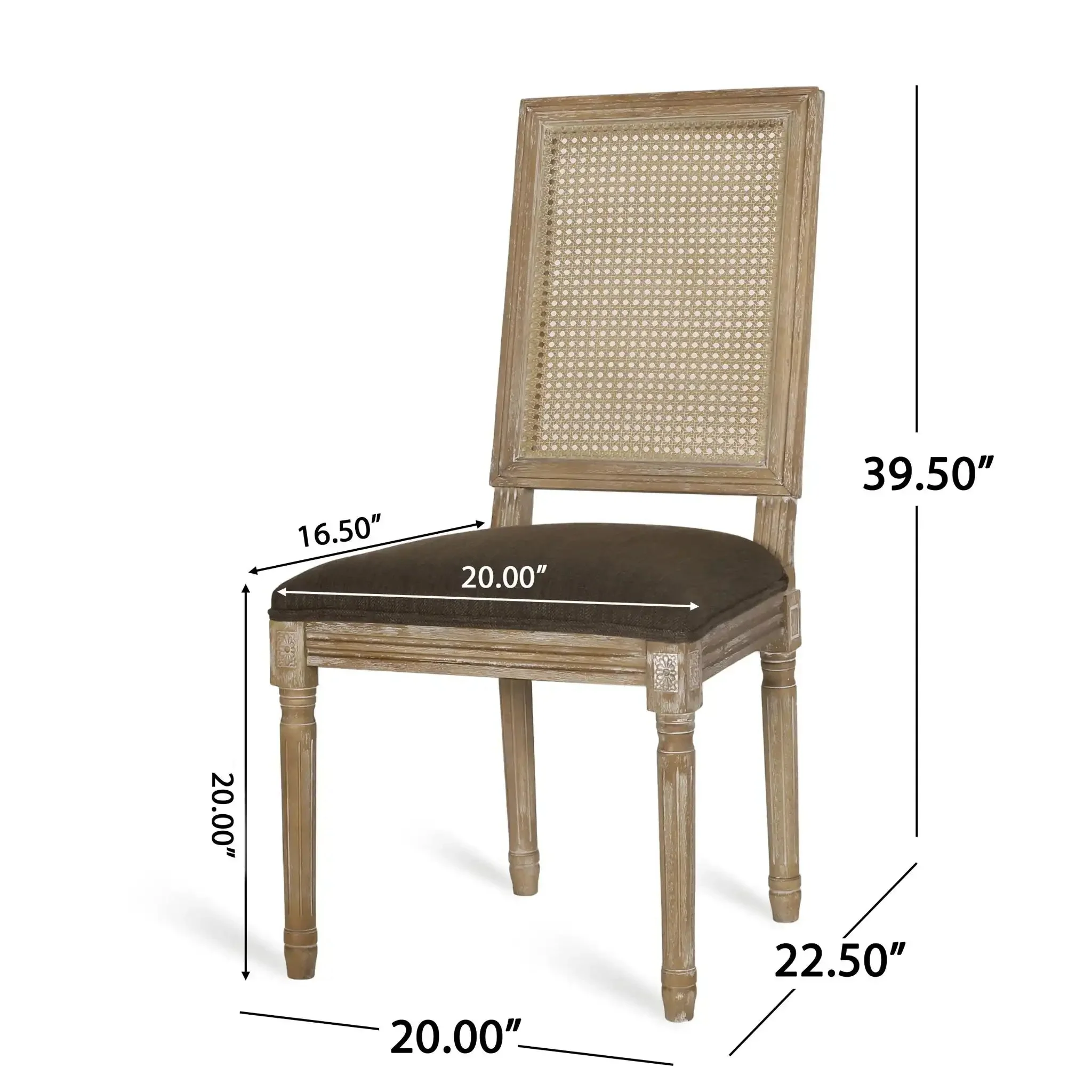 French Country Dining Chair With Rectangular Cane Backrest And Smooth Upholstered Seating - Image 39