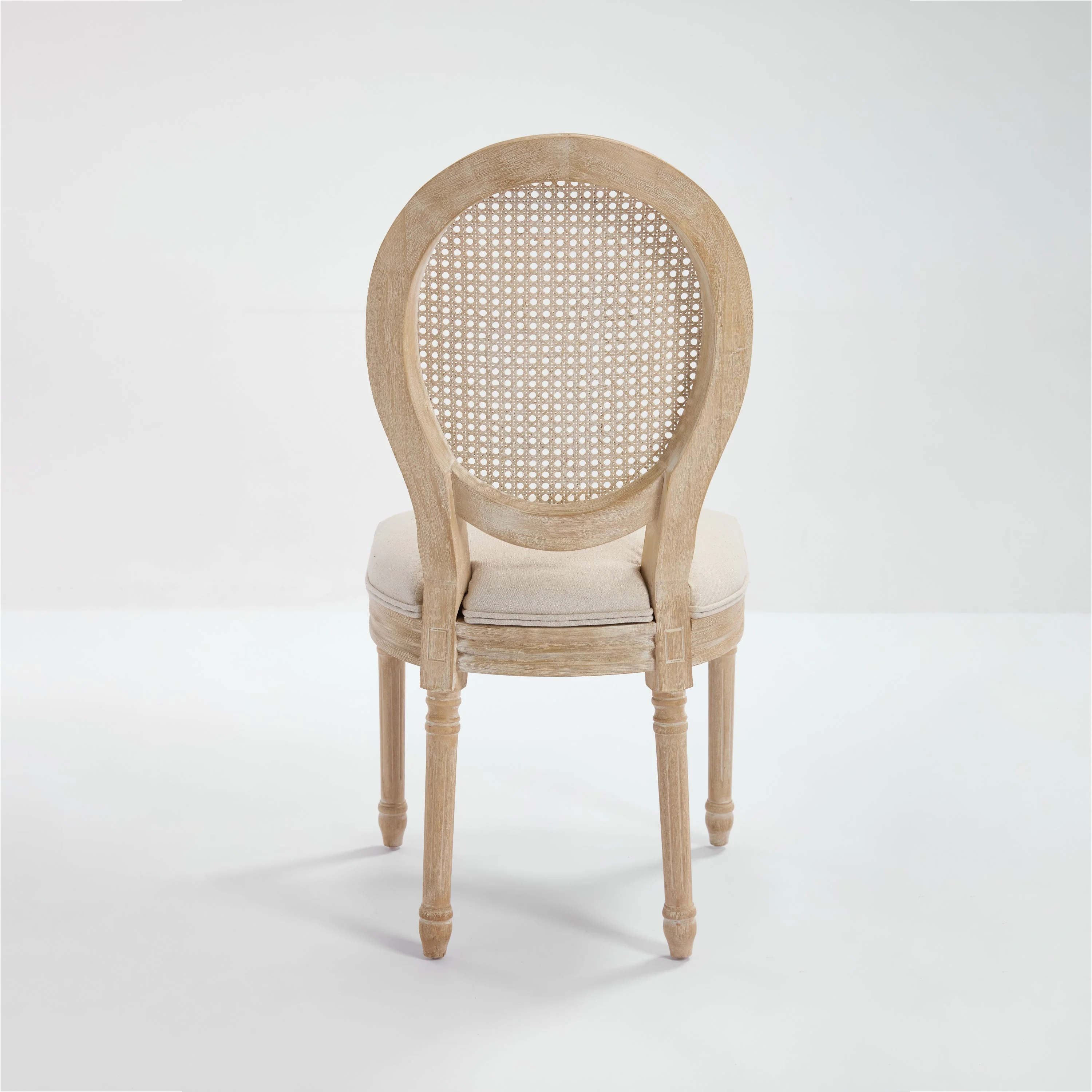 French Country Dining Chairs Set of 2 Upholstered with Rattan Back - Image 27