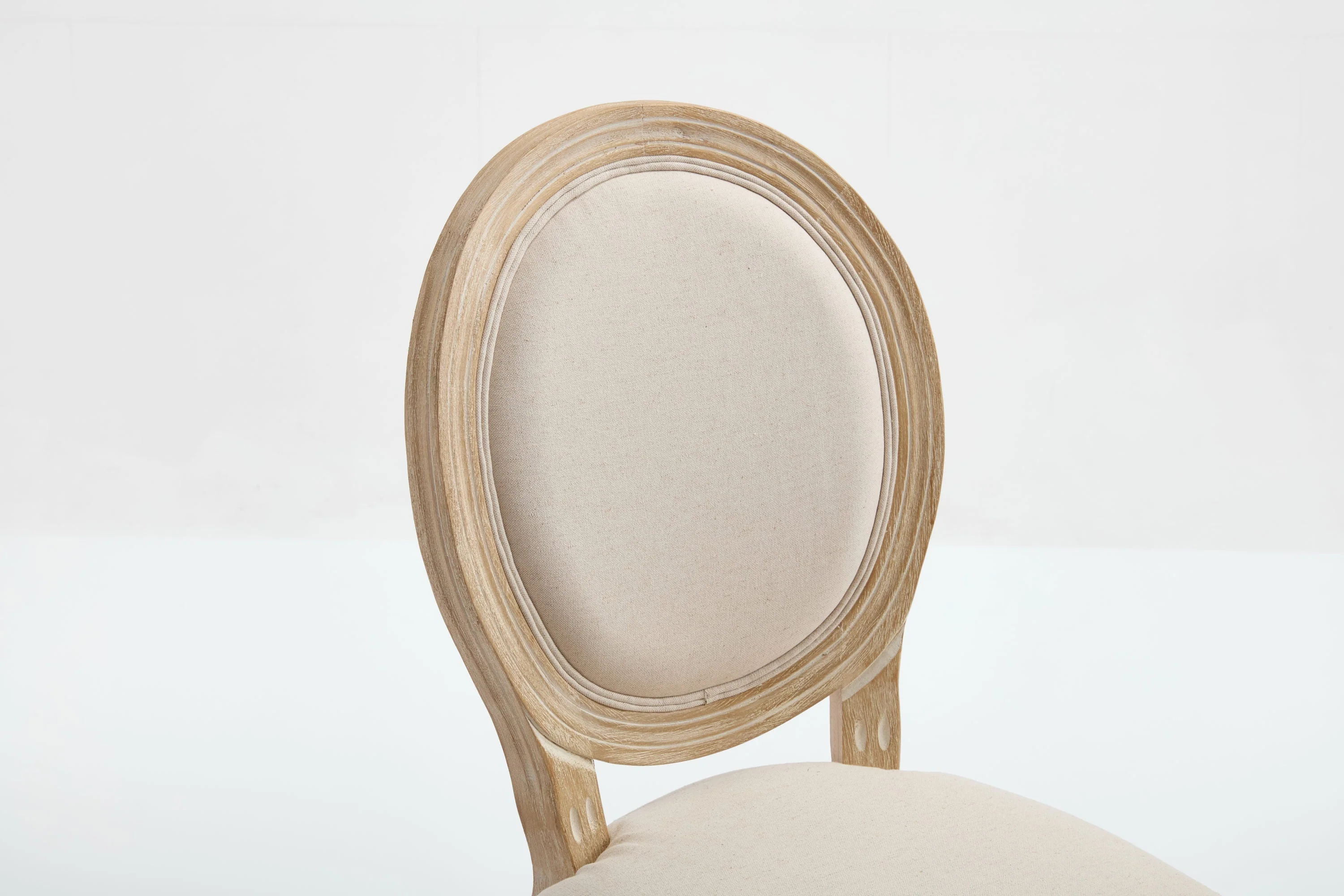 French Country Dining Chairs Set of 2 with Upholstered Round Back - Image 18