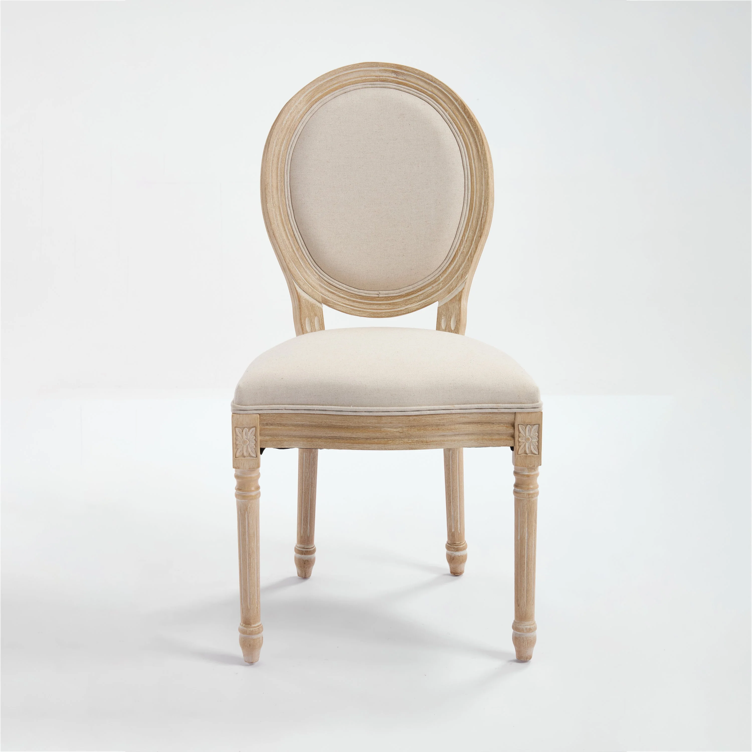 French Country Dining Chairs Set of 2 with Upholstered Round Back - Image 24