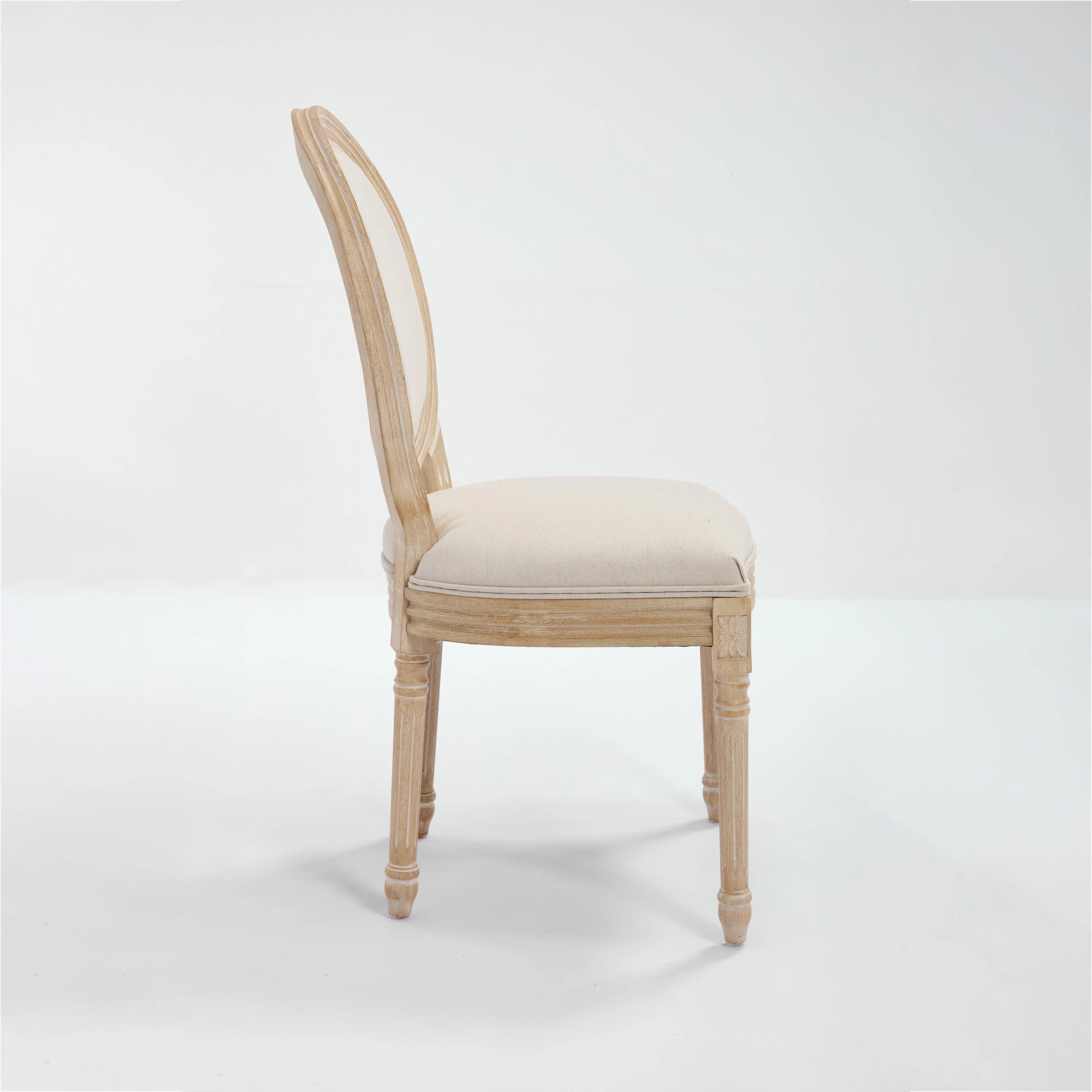 French Country Dining Chairs Set of 2 with Upholstered Round Back - Image 25