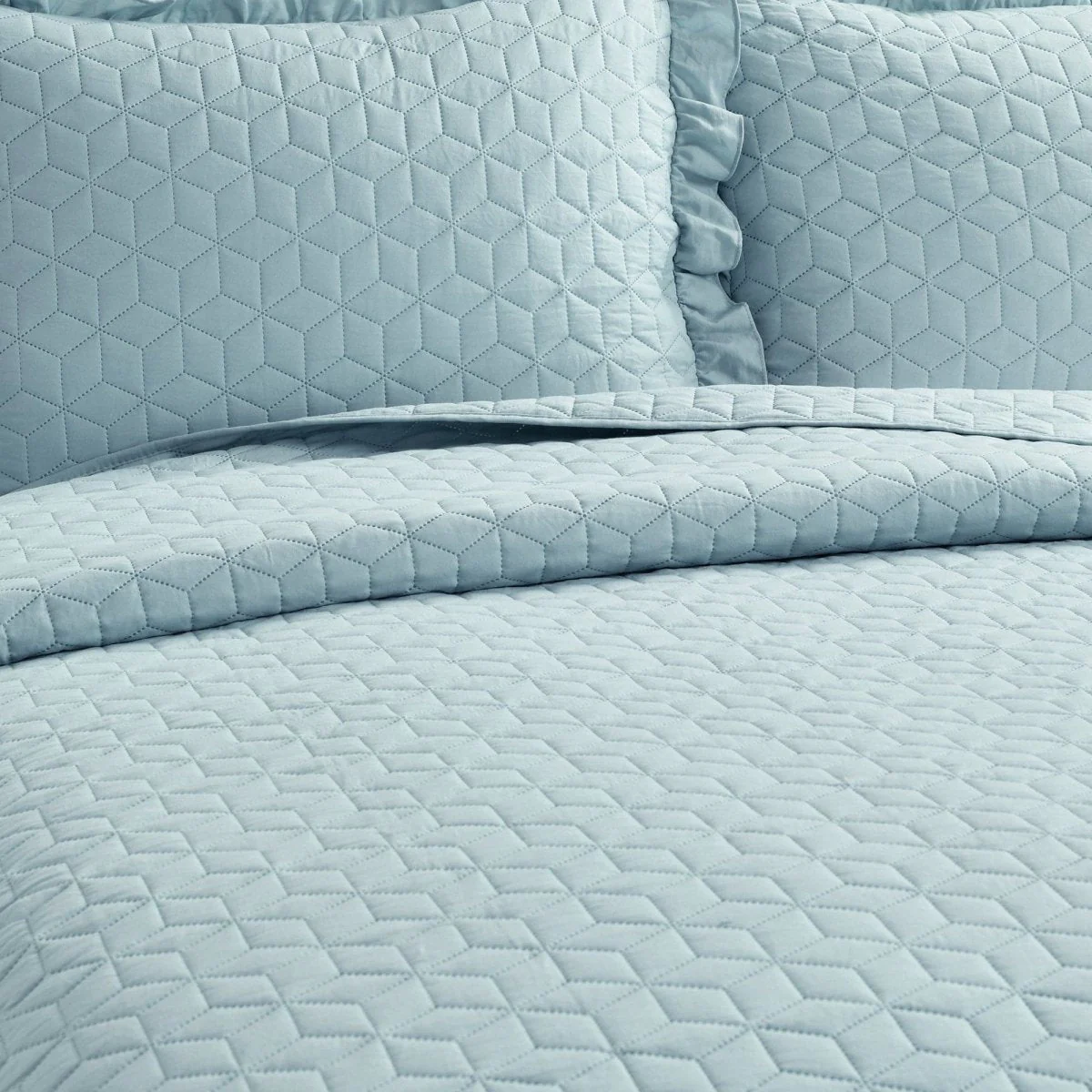 French Country Geo Ruffle Skirt 3 Piece Bedspread Set - Image 14
