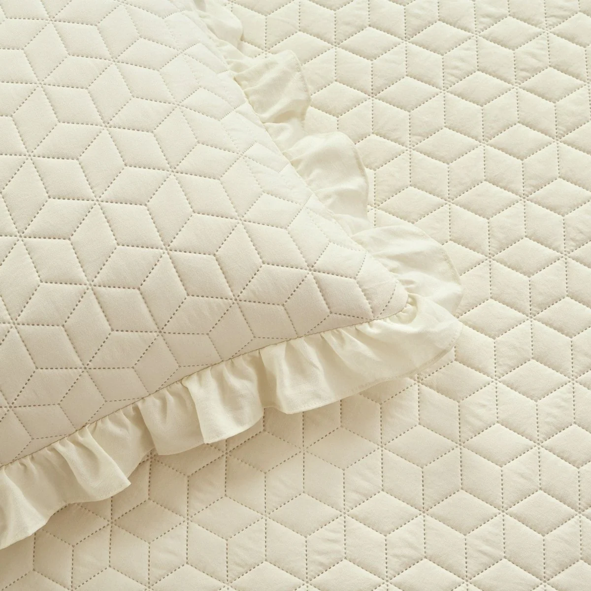 French Country Geo Ruffle Skirt 3 Piece Bedspread Set - Image 22