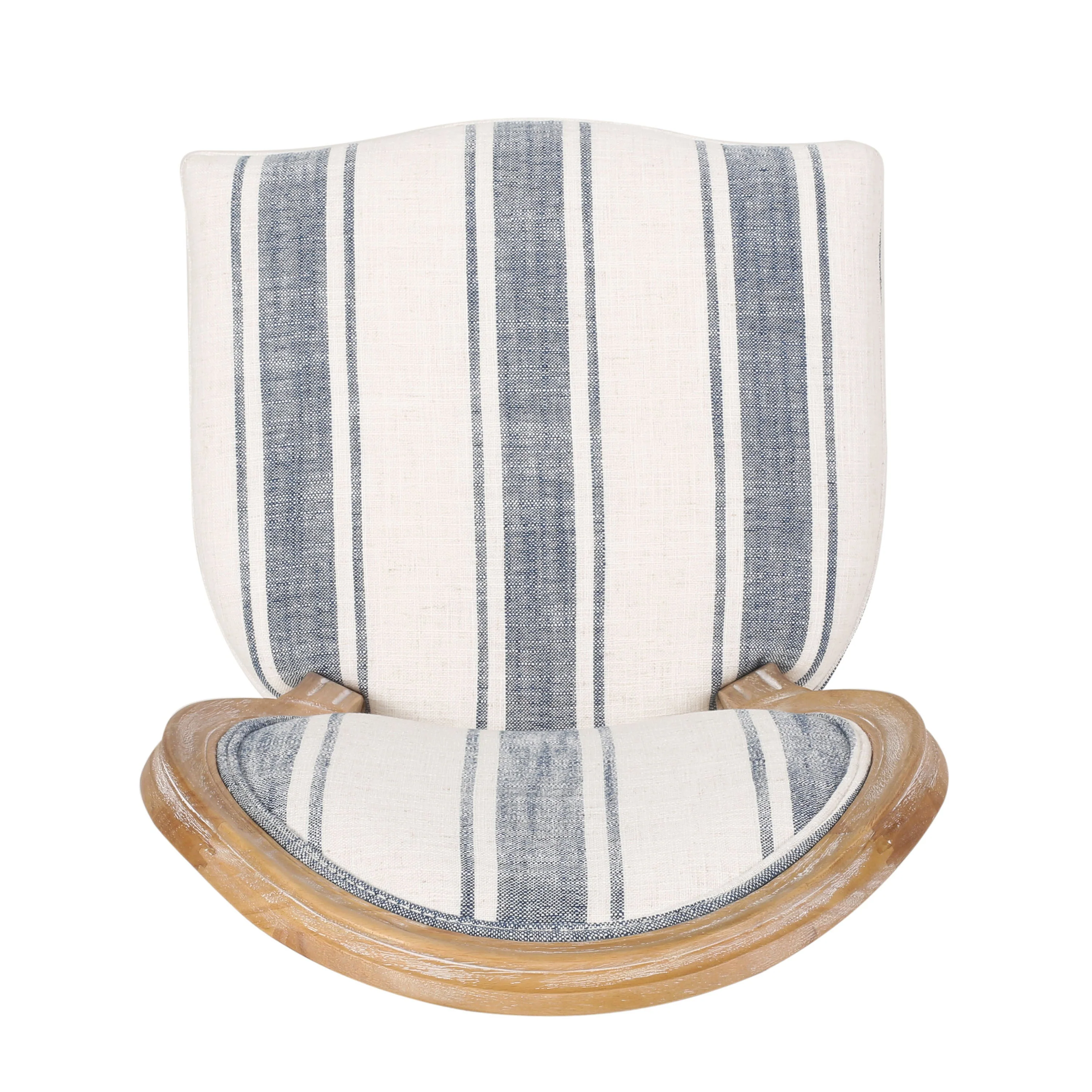 French Country-Inspired KD Dining Chair with Iconic Round Backrest in Blue Fabric - Image 10