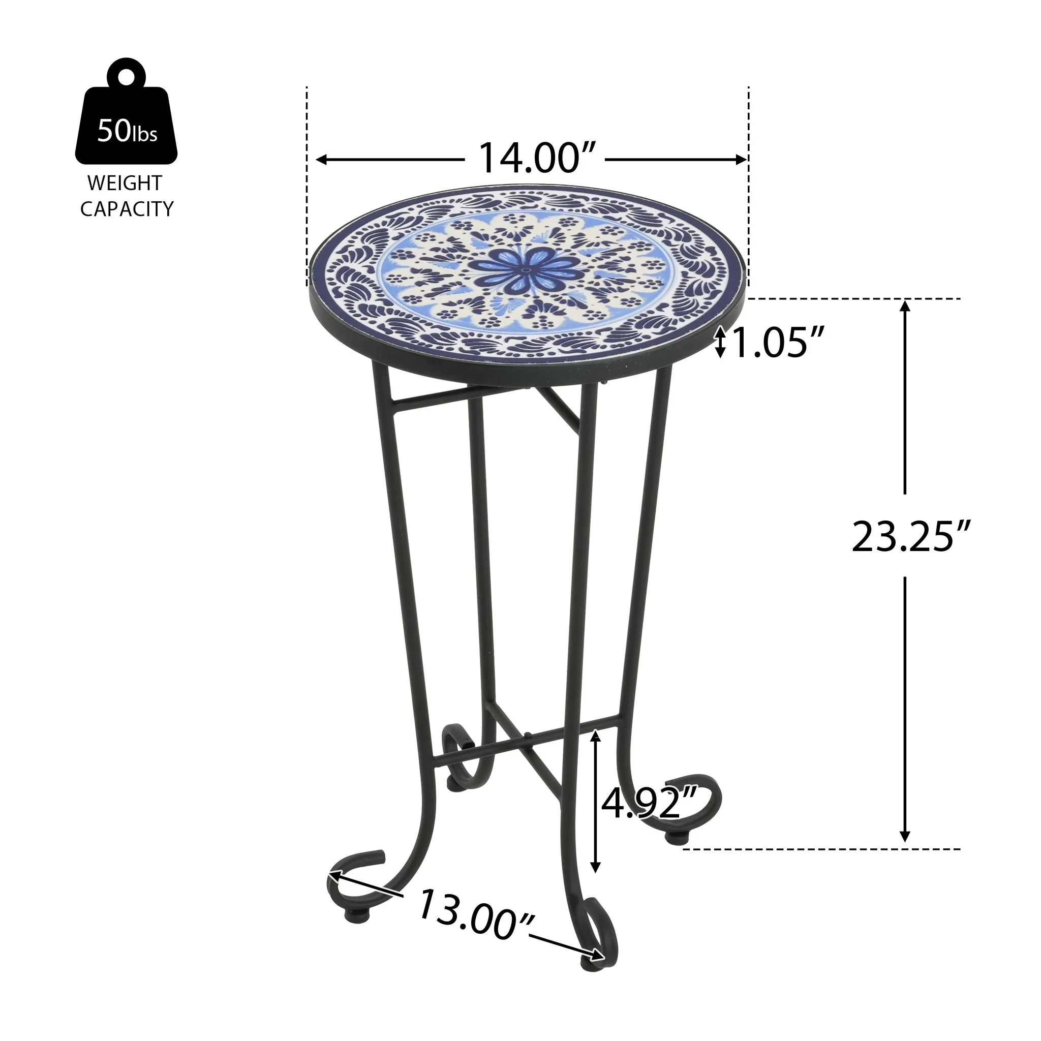 French Country Patio Side Table With Vibrant Tile Top - Image 8