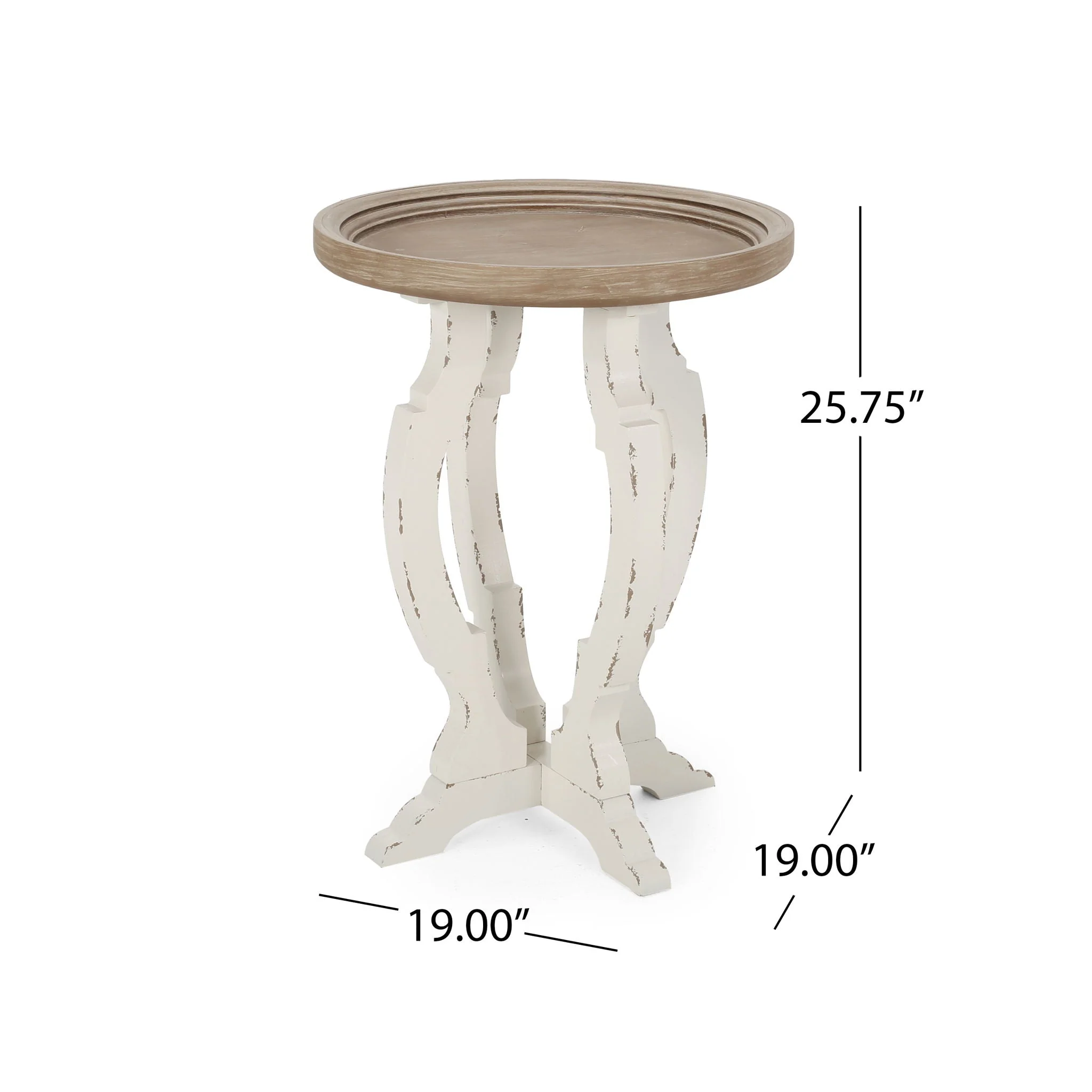 French Country Style Accent Table With Hourglass Design - Image 2