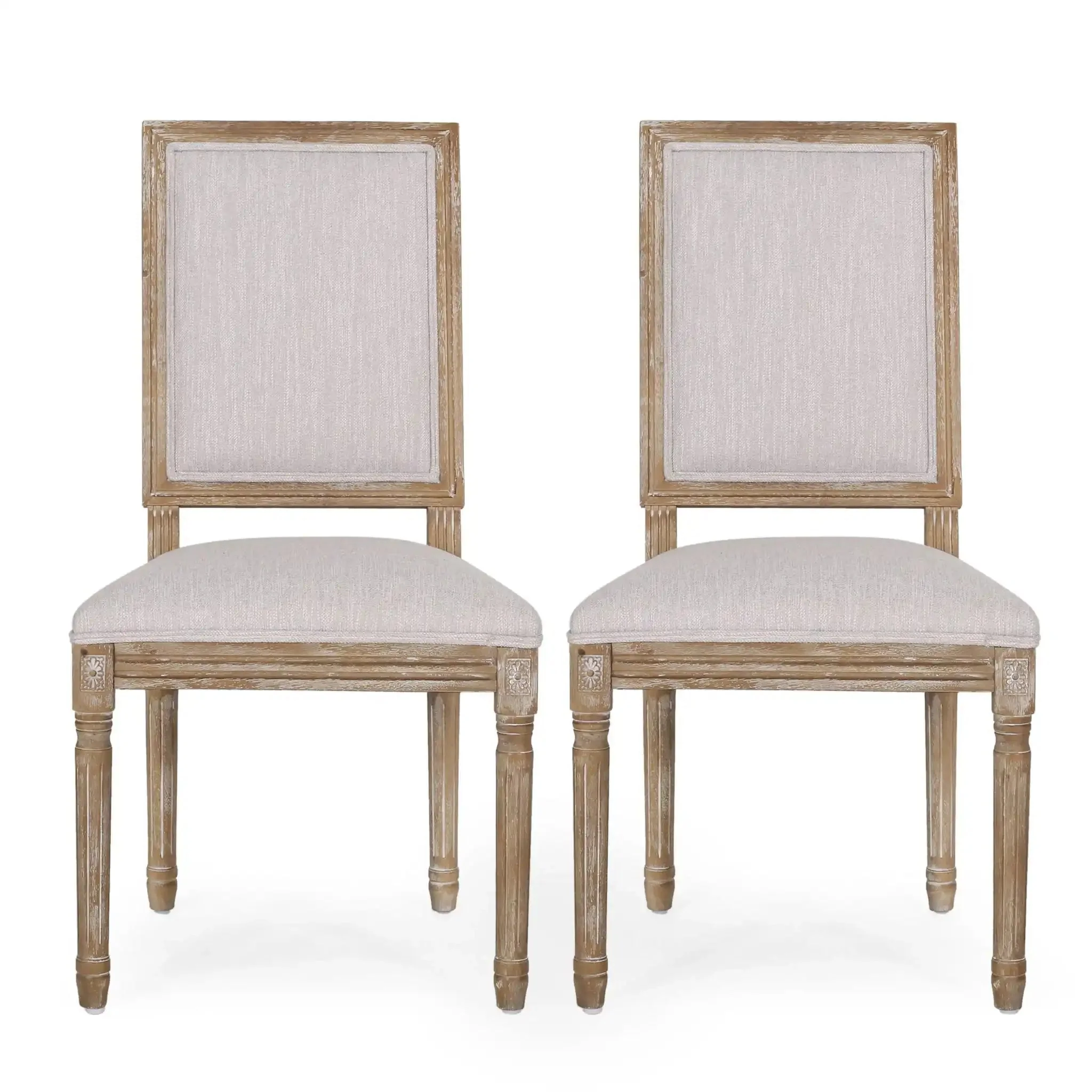 French Country Style Dining Chair With Upholstered Seating And Fluted Legs - Image 11
