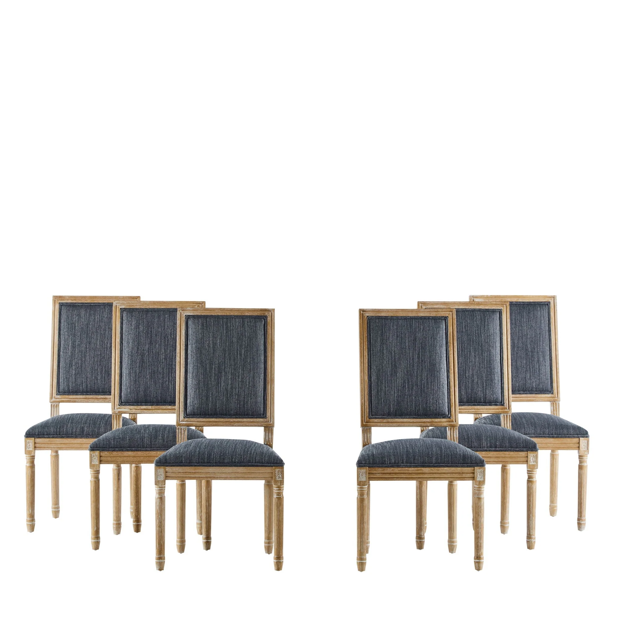 French Country Style Dining Chair With Upholstered Seating And Fluted Legs - Image 13