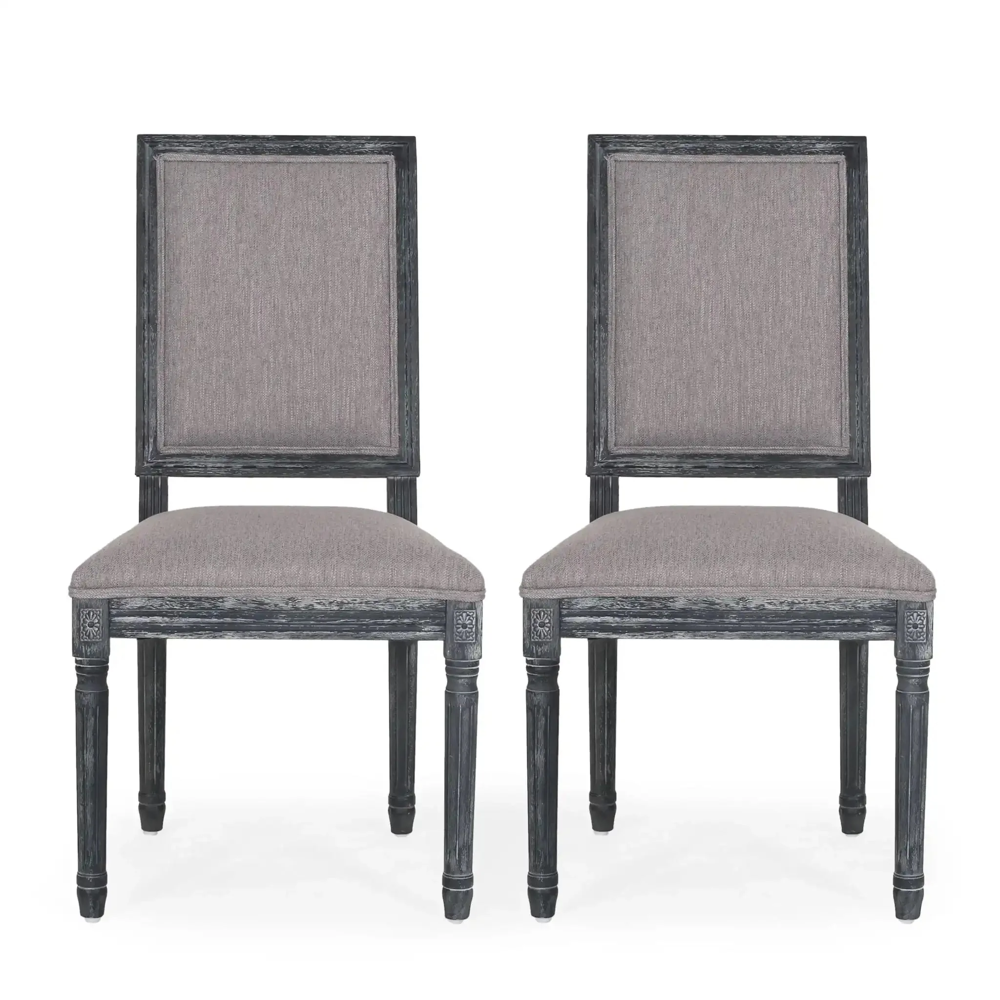 French Country Style Dining Chair With Upholstered Seating And Fluted Legs - Image 2