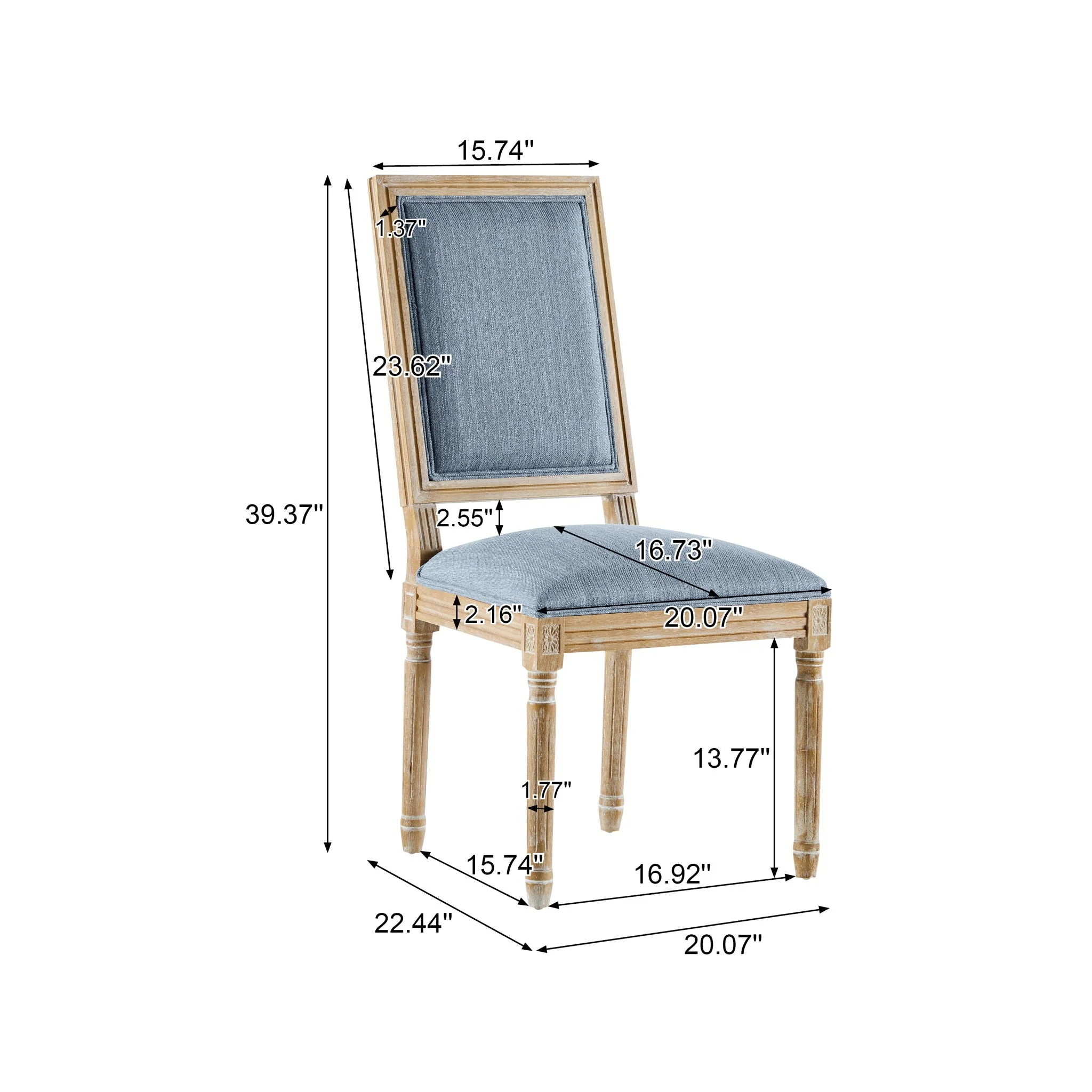French Country Style Dining Chair With Upholstered Seating And Fluted Legs - Image 21