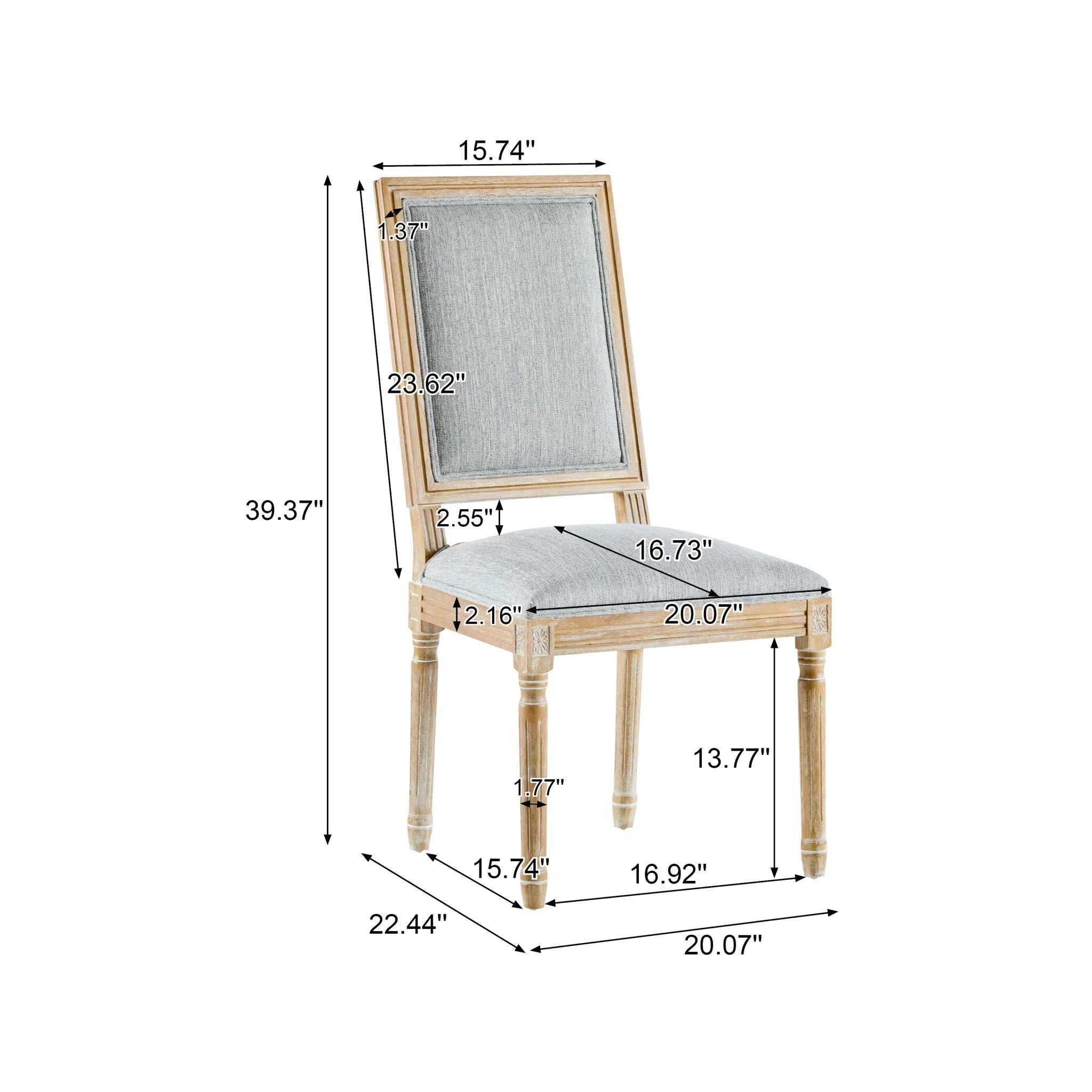 French Country Style Dining Chair With Upholstered Seating And Fluted Legs - Image 24