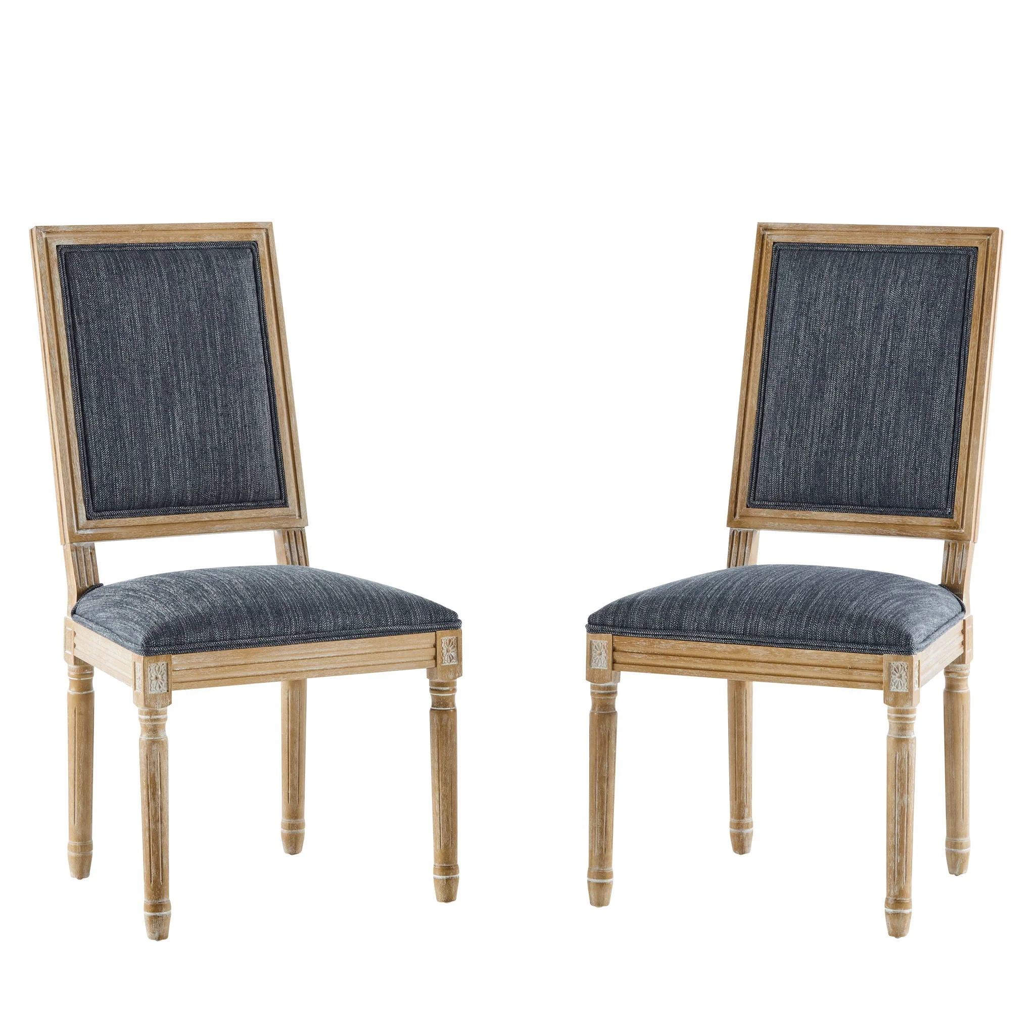French Country Style Dining Chair With Upholstered Seating And Fluted Legs - Image 3
