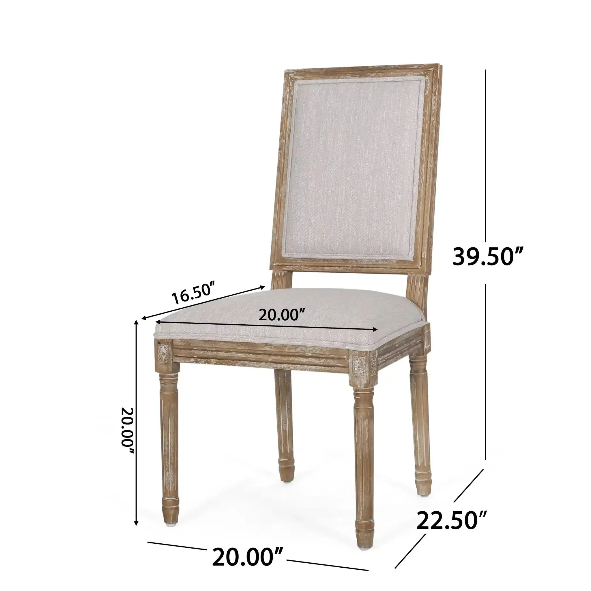 French Country Style Dining Chair With Upholstered Seating And Fluted Legs - Image 39