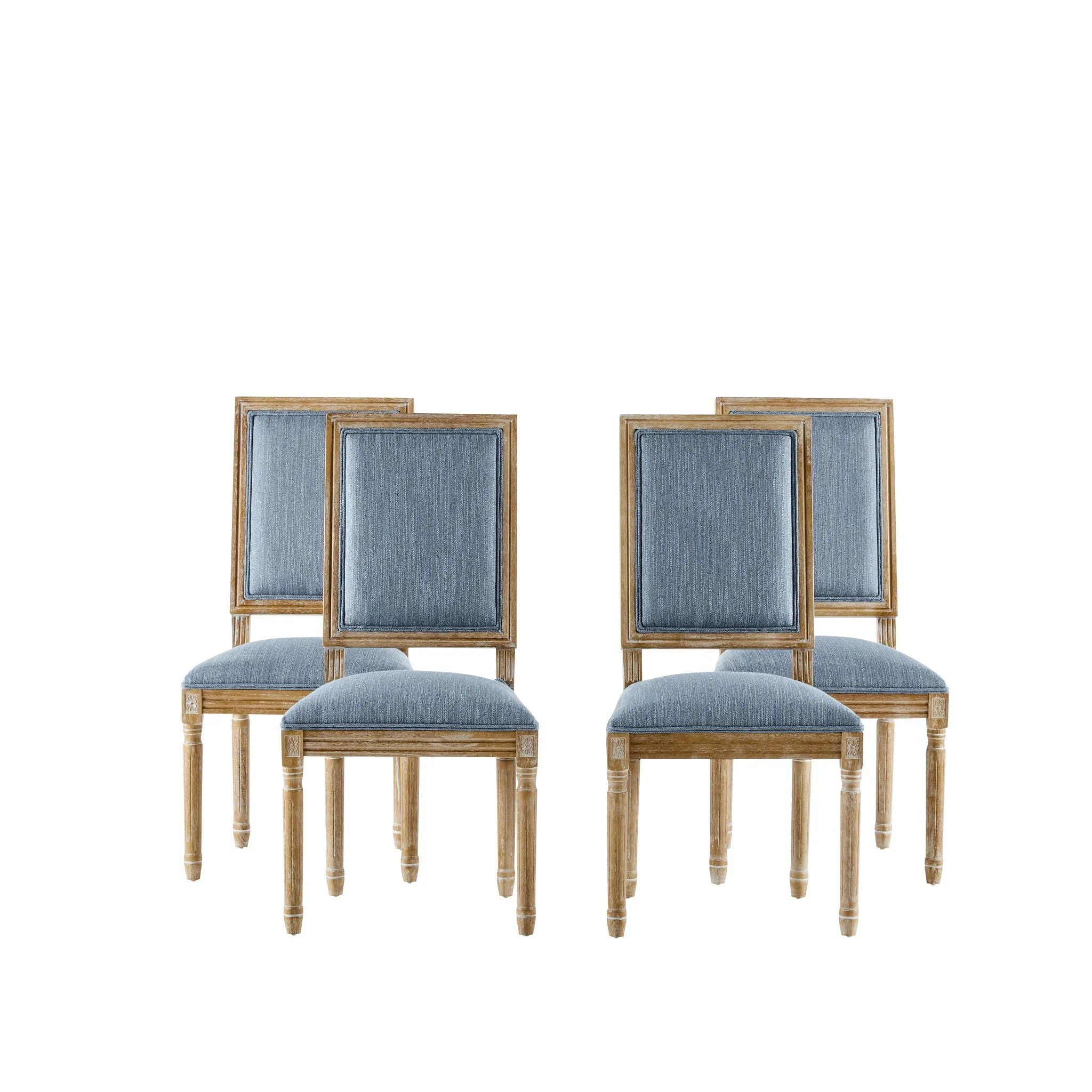 French Country Style Dining Chair With Upholstered Seating And Fluted Legs - Image 4