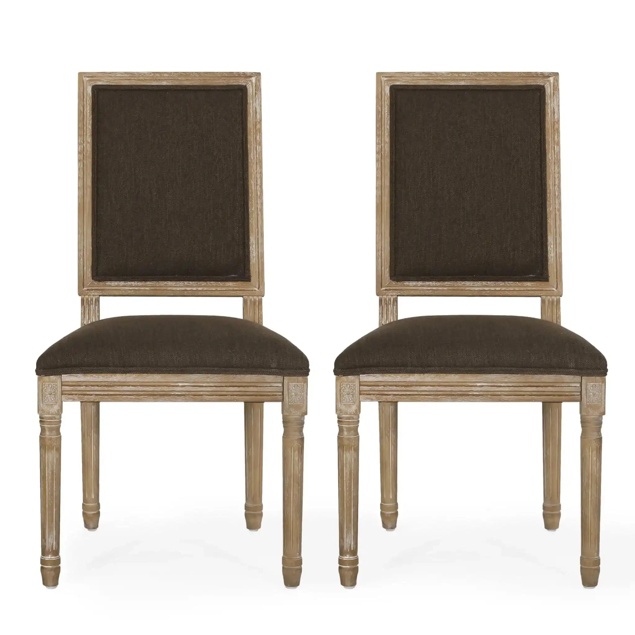 French Country Style Dining Chair With Upholstered Seating And Fluted Legs - Image 5
