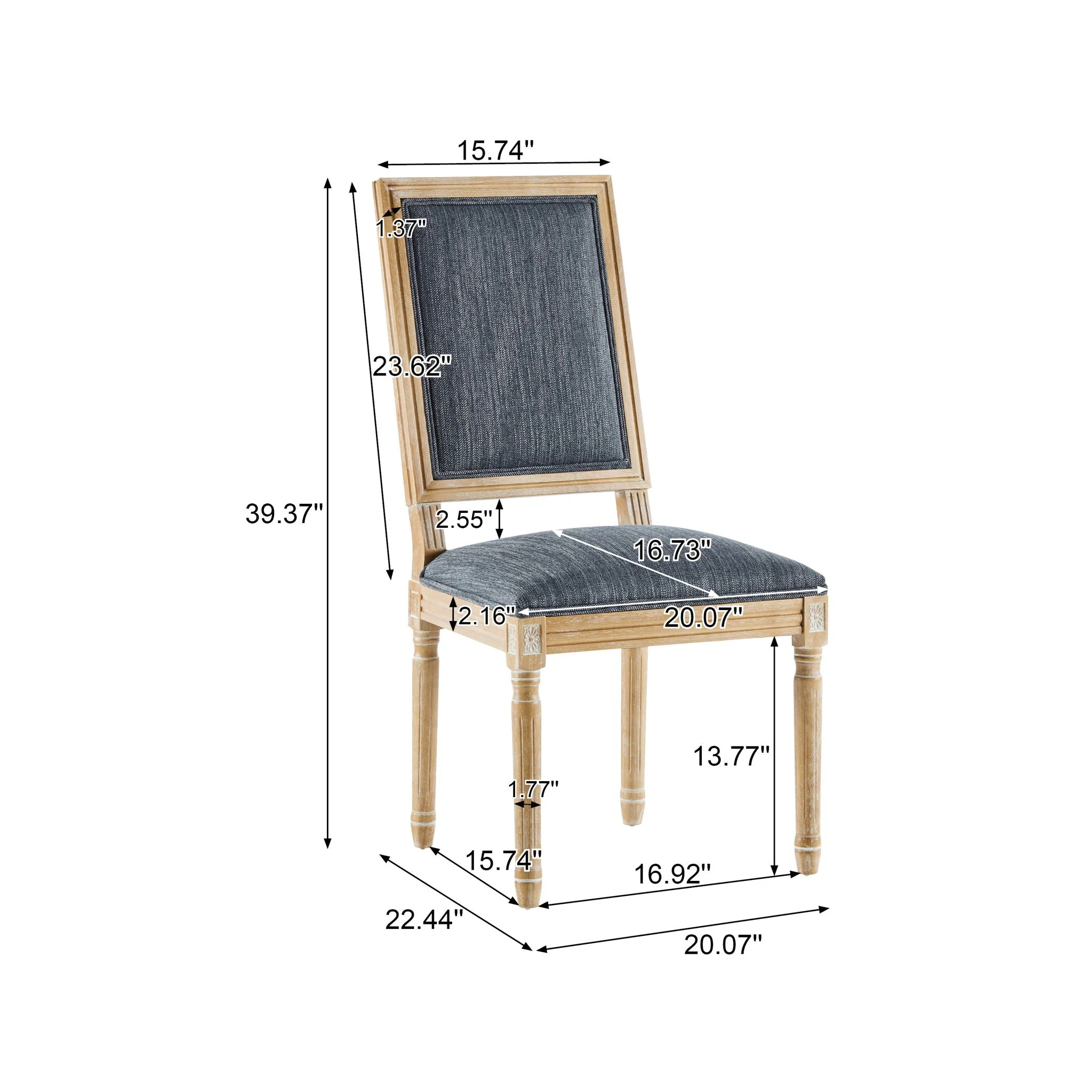 French Country Style Dining Chair With Upholstered Seating And Fluted Legs - Image 50