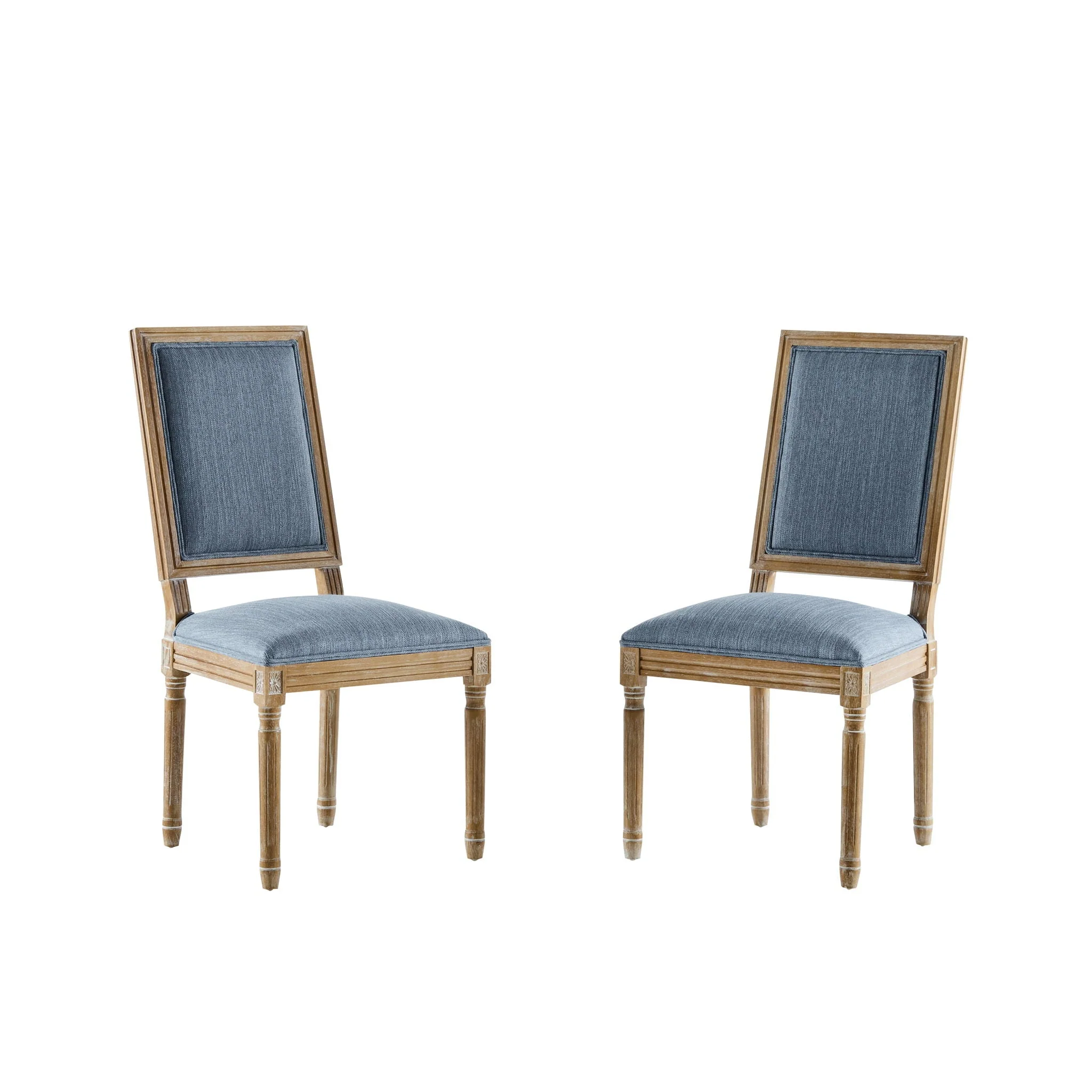 French Country Style Dining Chair With Upholstered Seating And Fluted Legs - Image 6